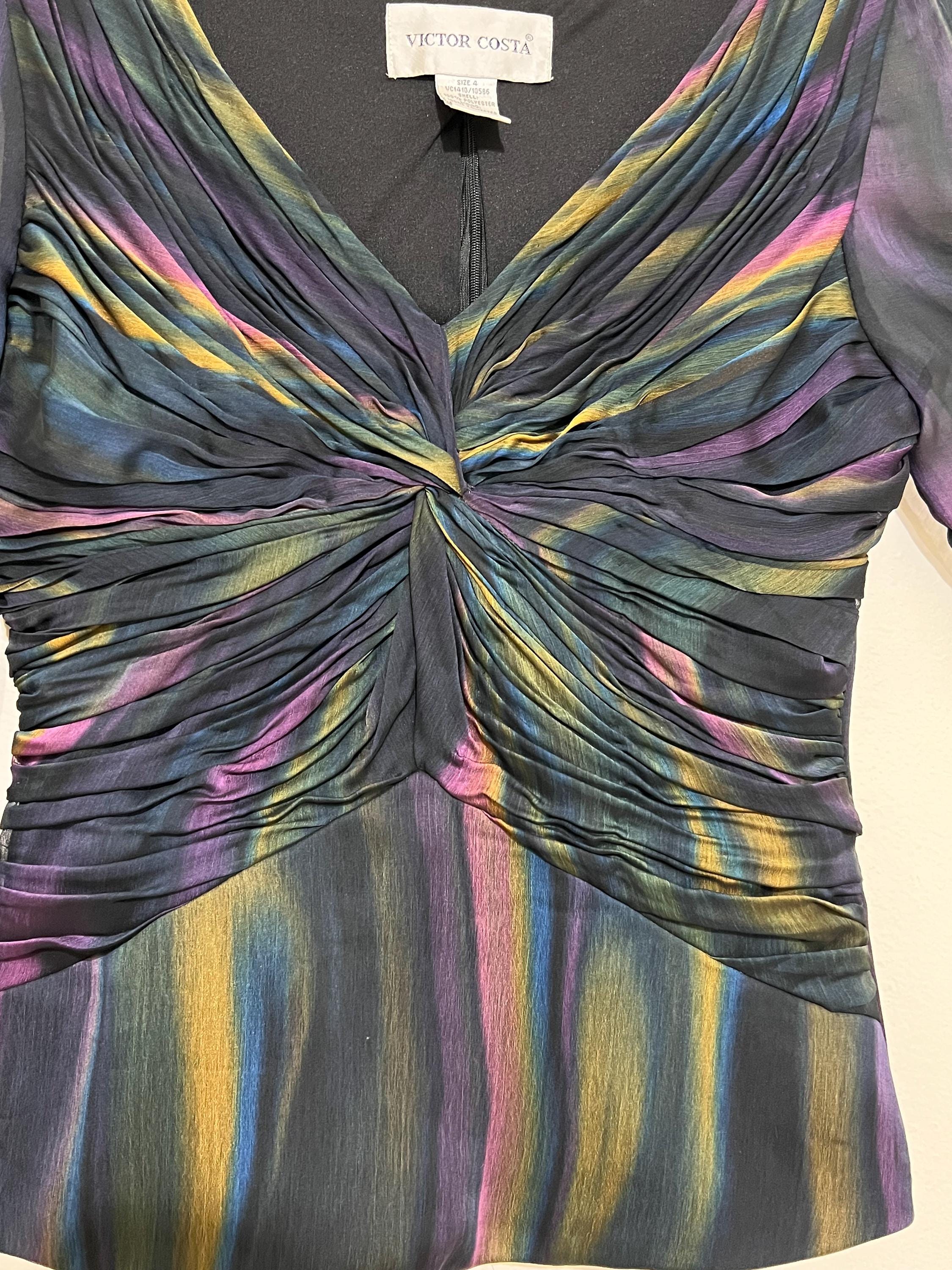 Victor Costa Vintage Blouse – Iridescent Shimmer Y2K Party Top, Retro Designer Evening Wear