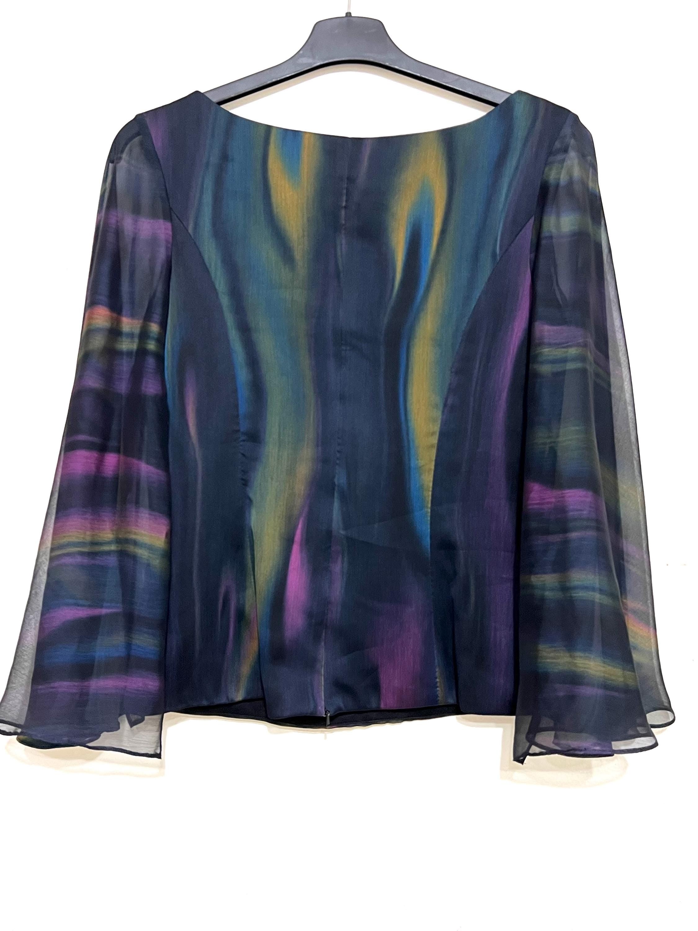 Victor Costa Vintage Blouse – Iridescent Shimmer Y2K Party Top, Retro Designer Evening Wear