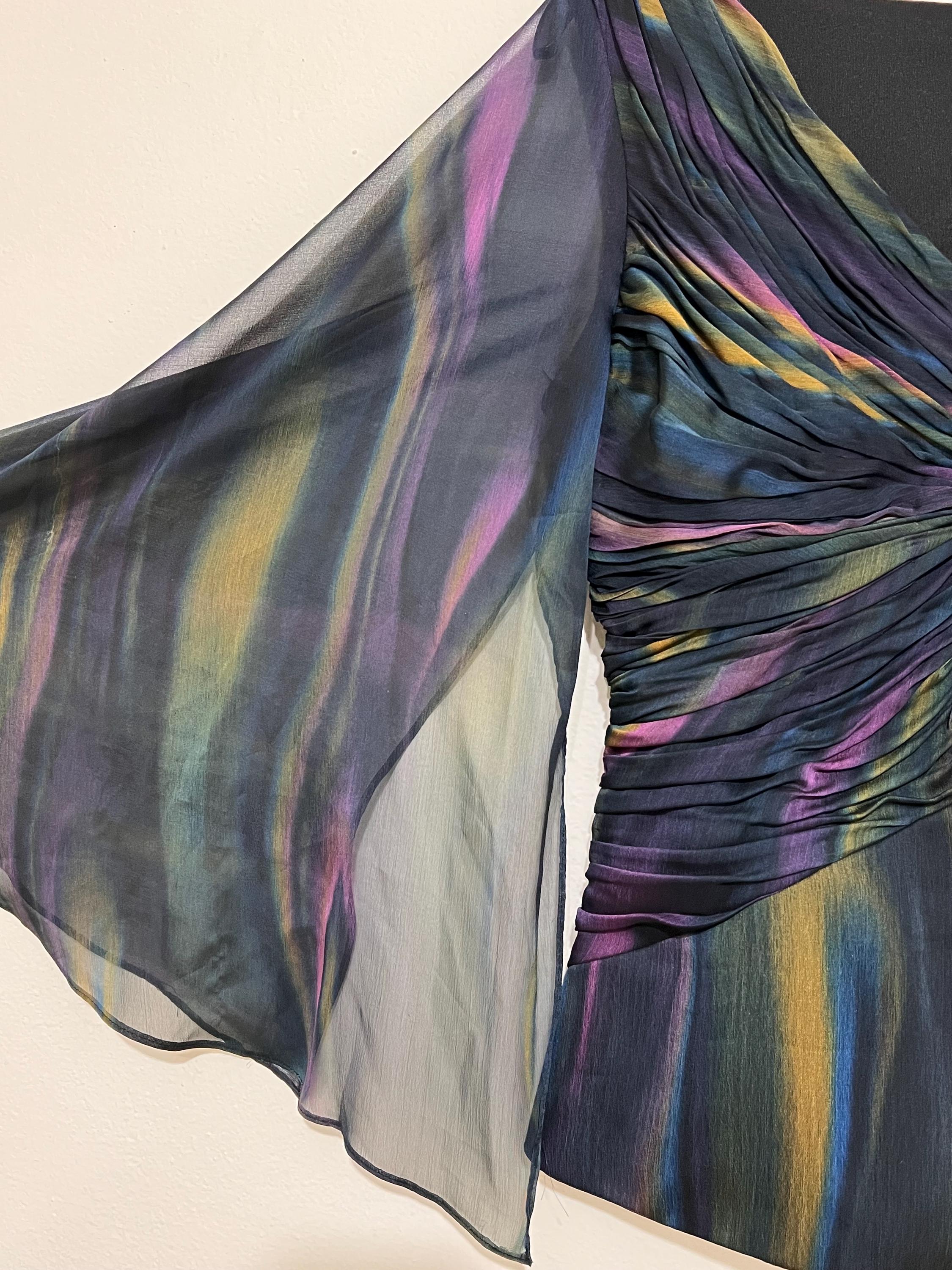 Victor Costa Vintage Blouse – Iridescent Shimmer Y2K Party Top, Retro Designer Evening Wear