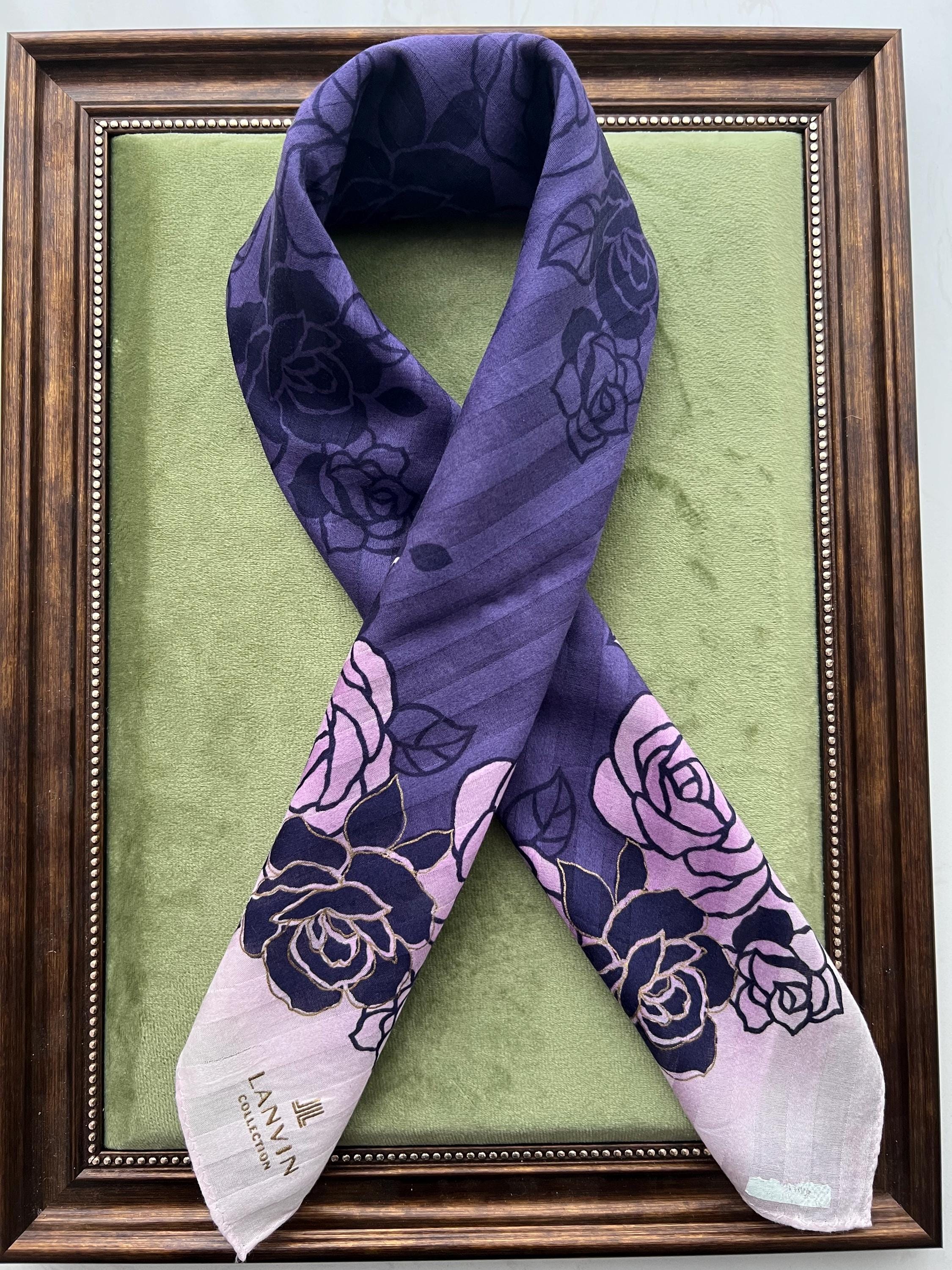 Lanvin Vintage Scarf – 90s Cotton Designer Print, Rare Collectible Square 61 x 59 cm