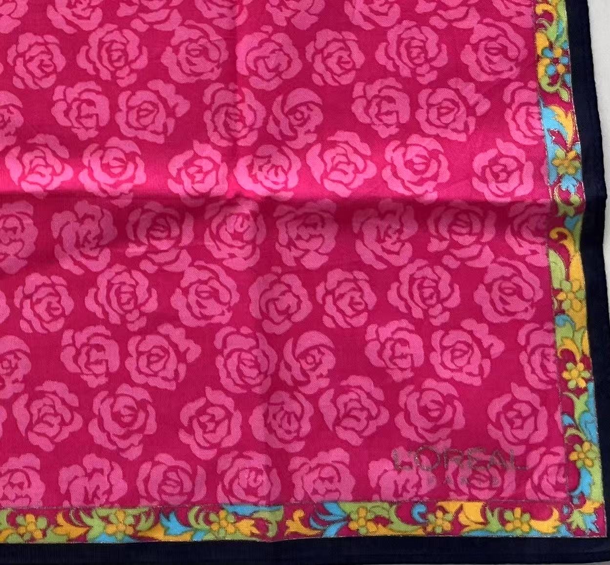 Vintage L’Oréal Scarf – 100% Cotton Square Designer Wrap, Retro French Fashion Accessory