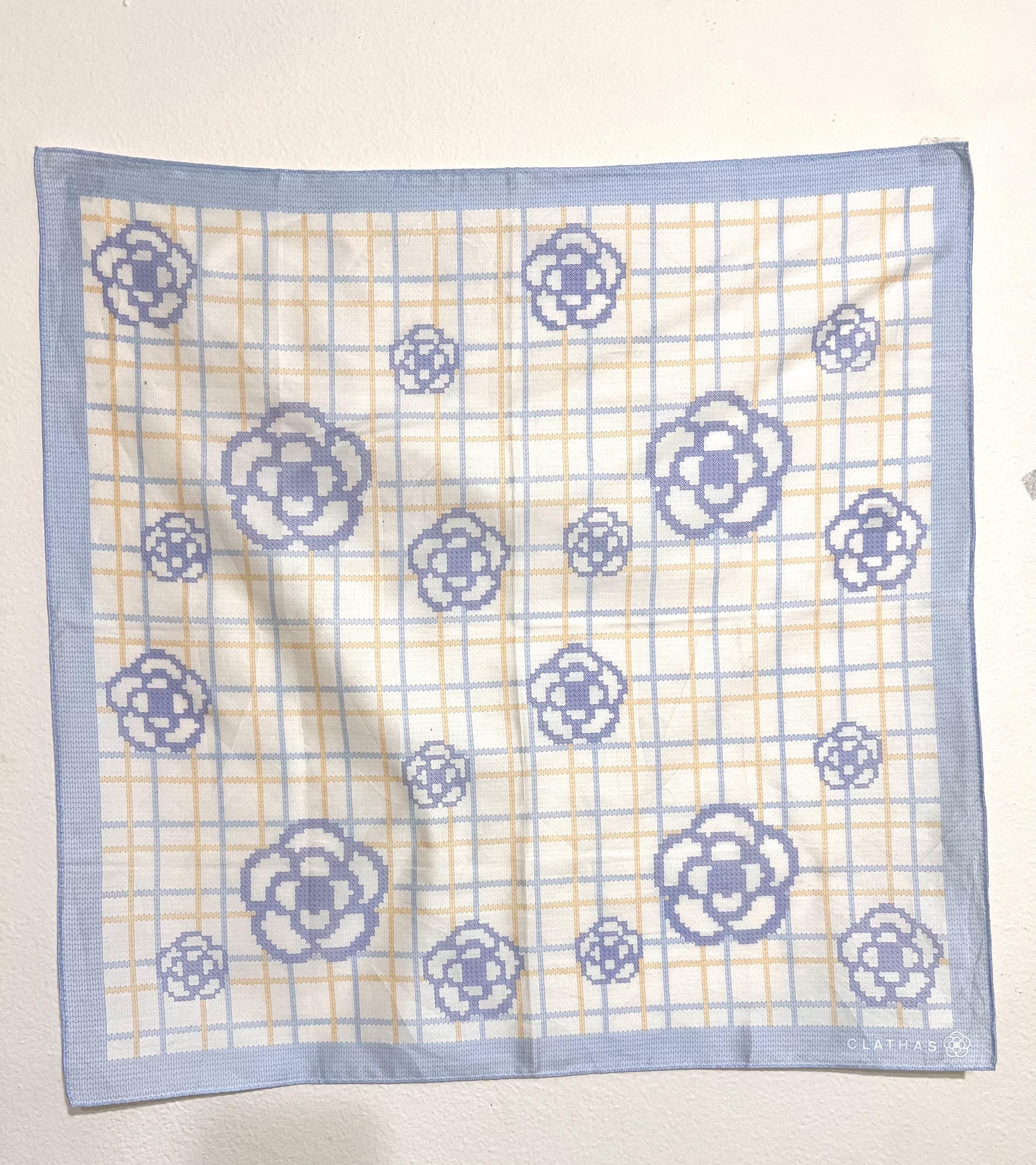 Clathas Vintage Scarf – 90s Cotton Rare Print, Retro Designer Square Accessory