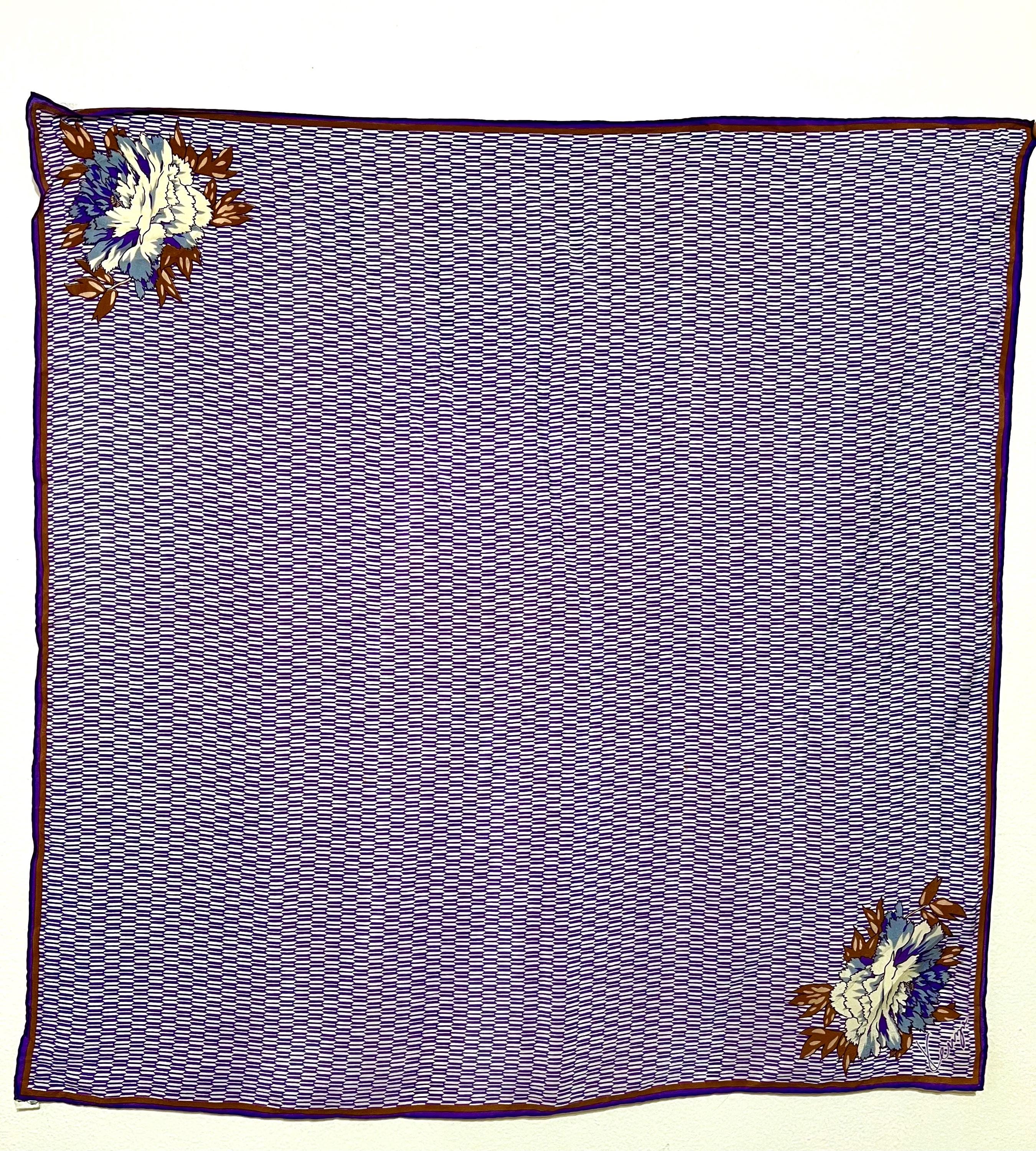 90s Kenzo Vintage Floral Cotton Scarf (59 x 57 cm)