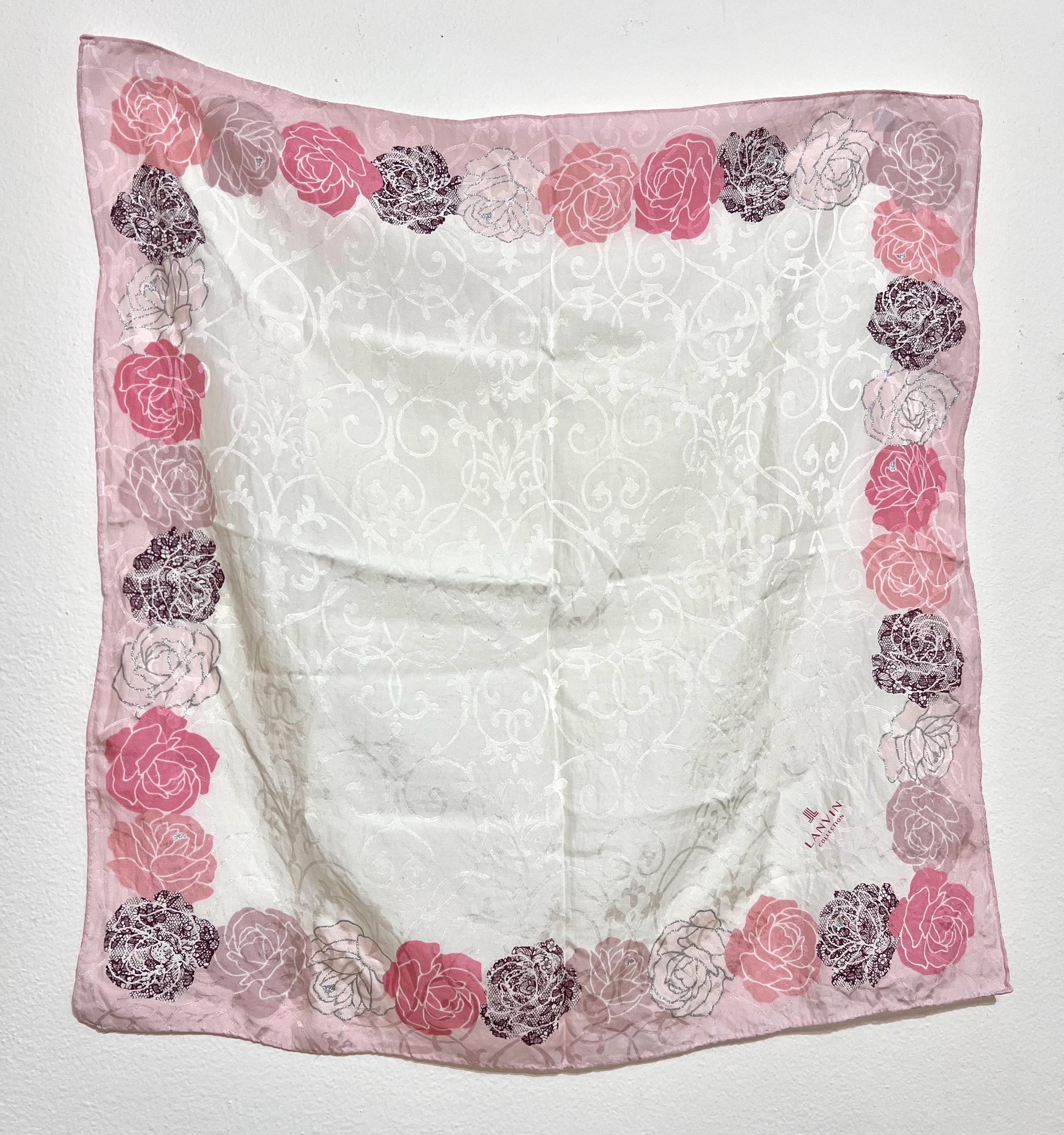 Lanvin Vintage Scarf – 90s Silk Cotton Designer Square, Rare Collectible Accessory
