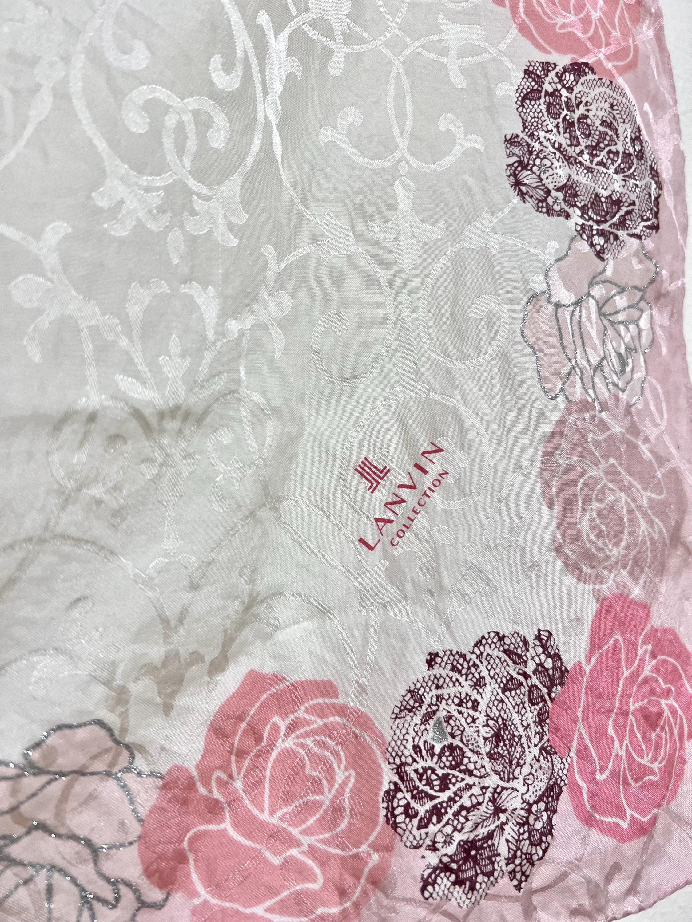 Lanvin Vintage Scarf – 90s Silk Cotton Designer Square, Rare Collectible Accessory