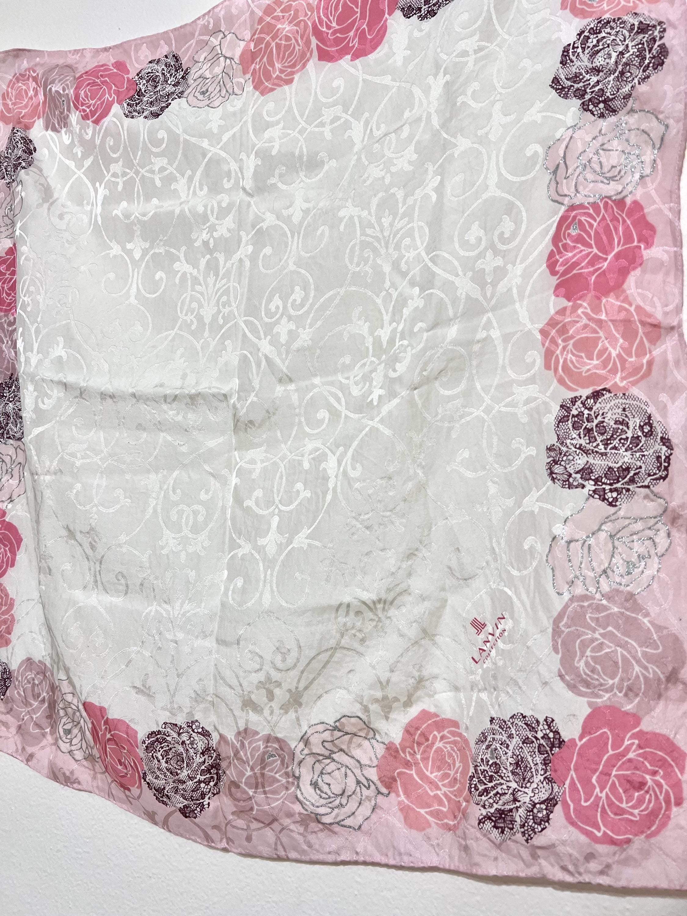 Lanvin Vintage Scarf – 90s Silk Cotton Designer Square, Rare Collectible Accessory