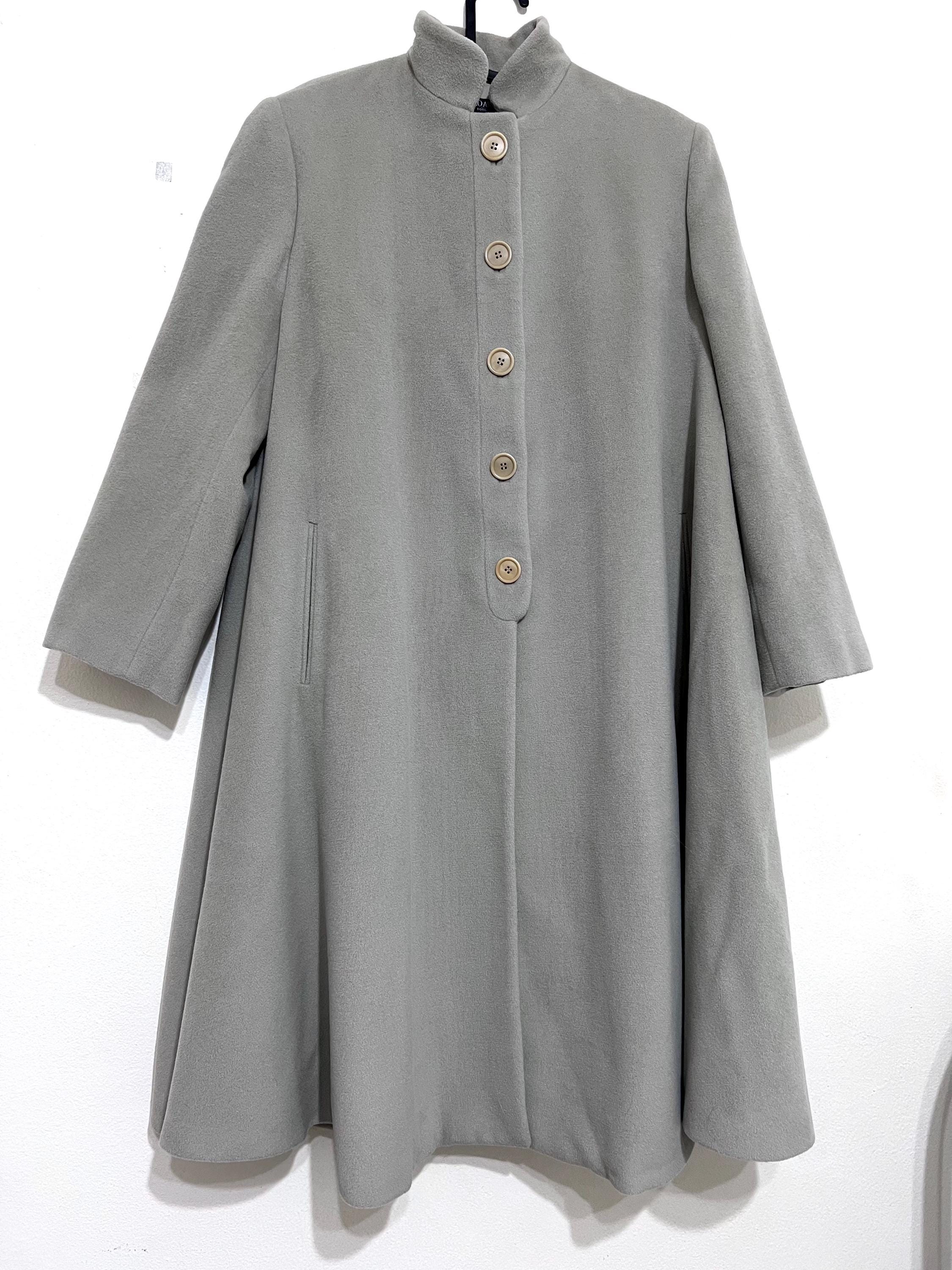 Vintage Giorgio Armani High Collar Flared Coat – Italian Wool Angora Cashmere Blend Size 40