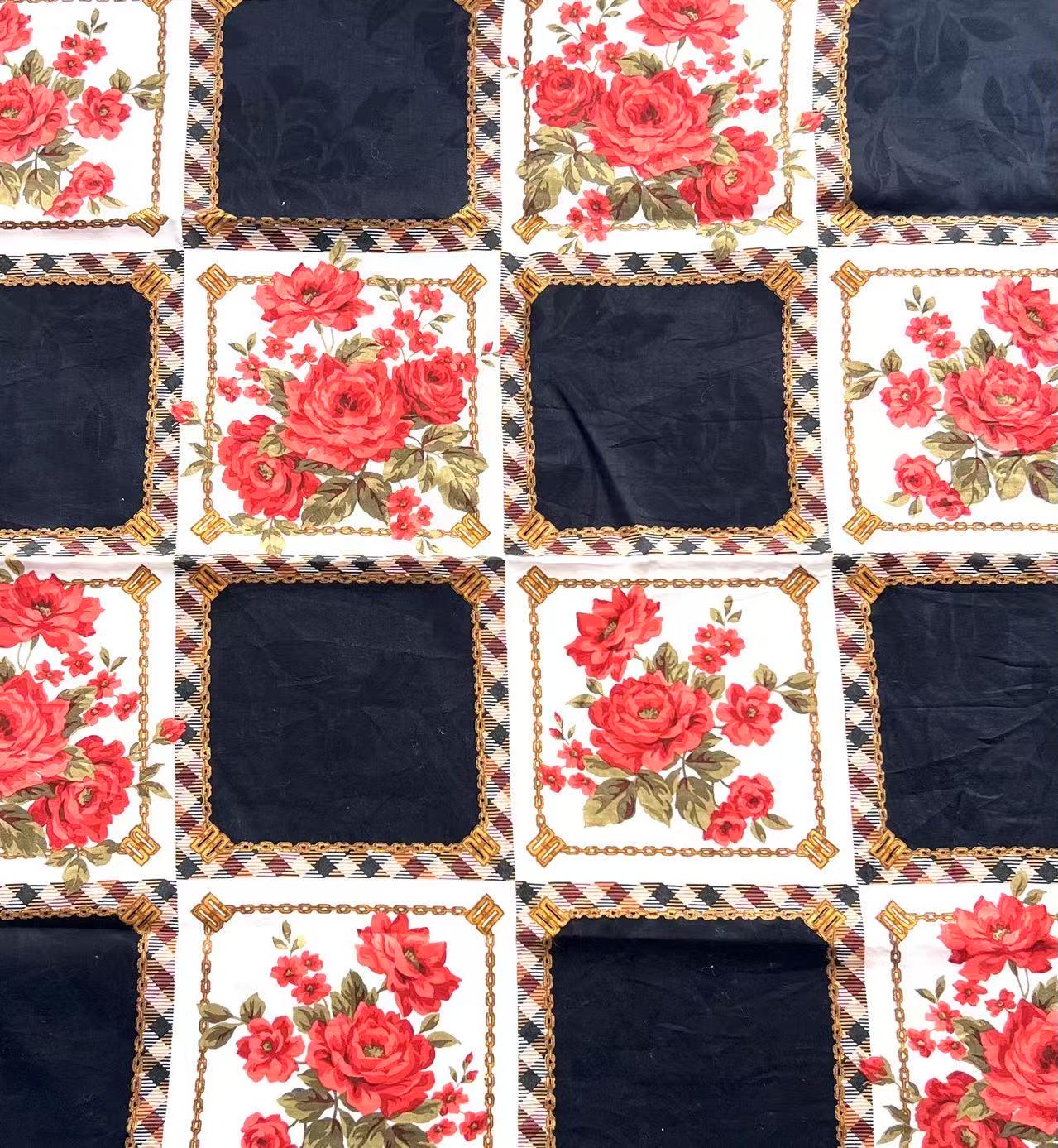 Rare Vintage DAKS Scarf | Floral Cotton Wrap 58×60cm | One of a Kind