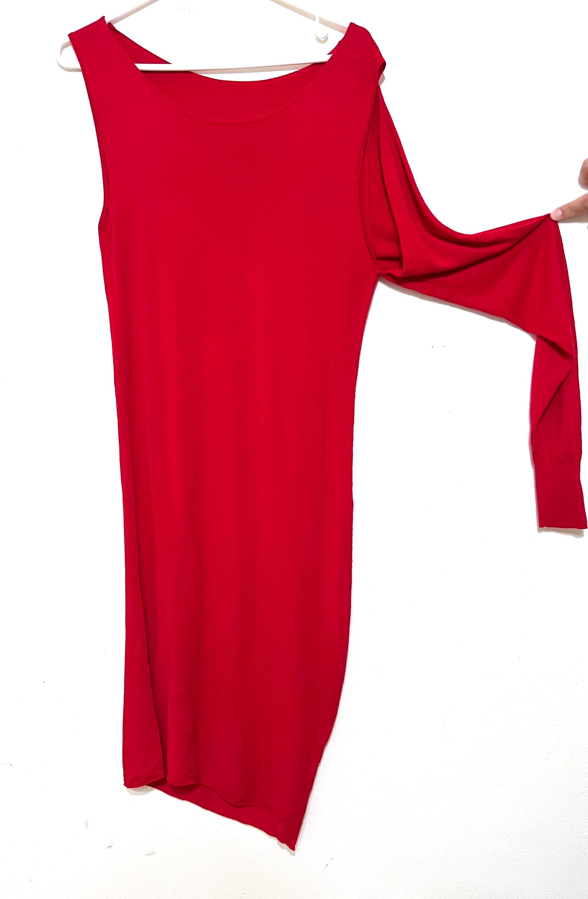 MM6 Maison Margiela Red Dress – Size S (160/84A), Minimalist Avant-Garde
