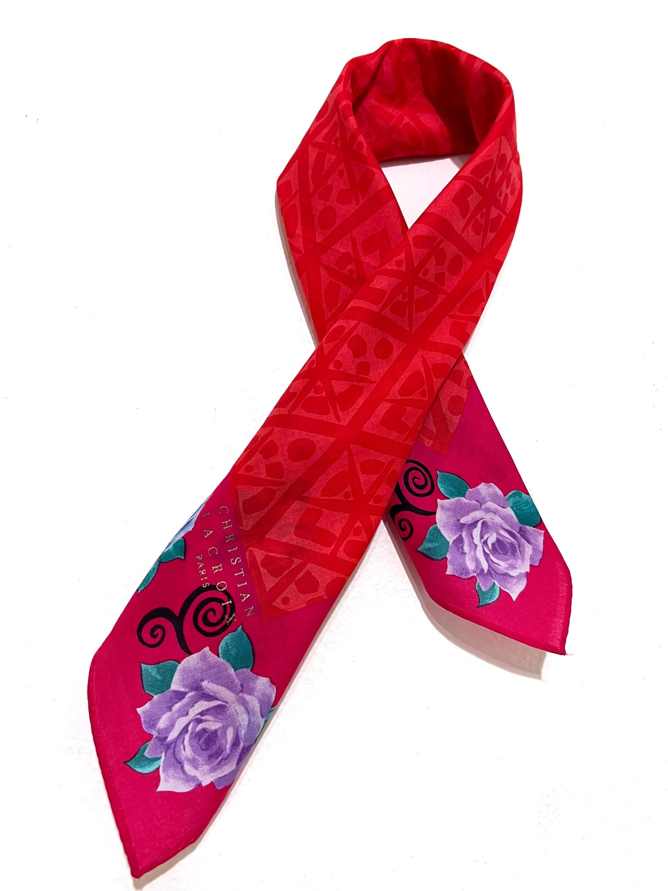 Rare christian lacroix Silk Cotton Scarf 48×48cm – Well Preserved
