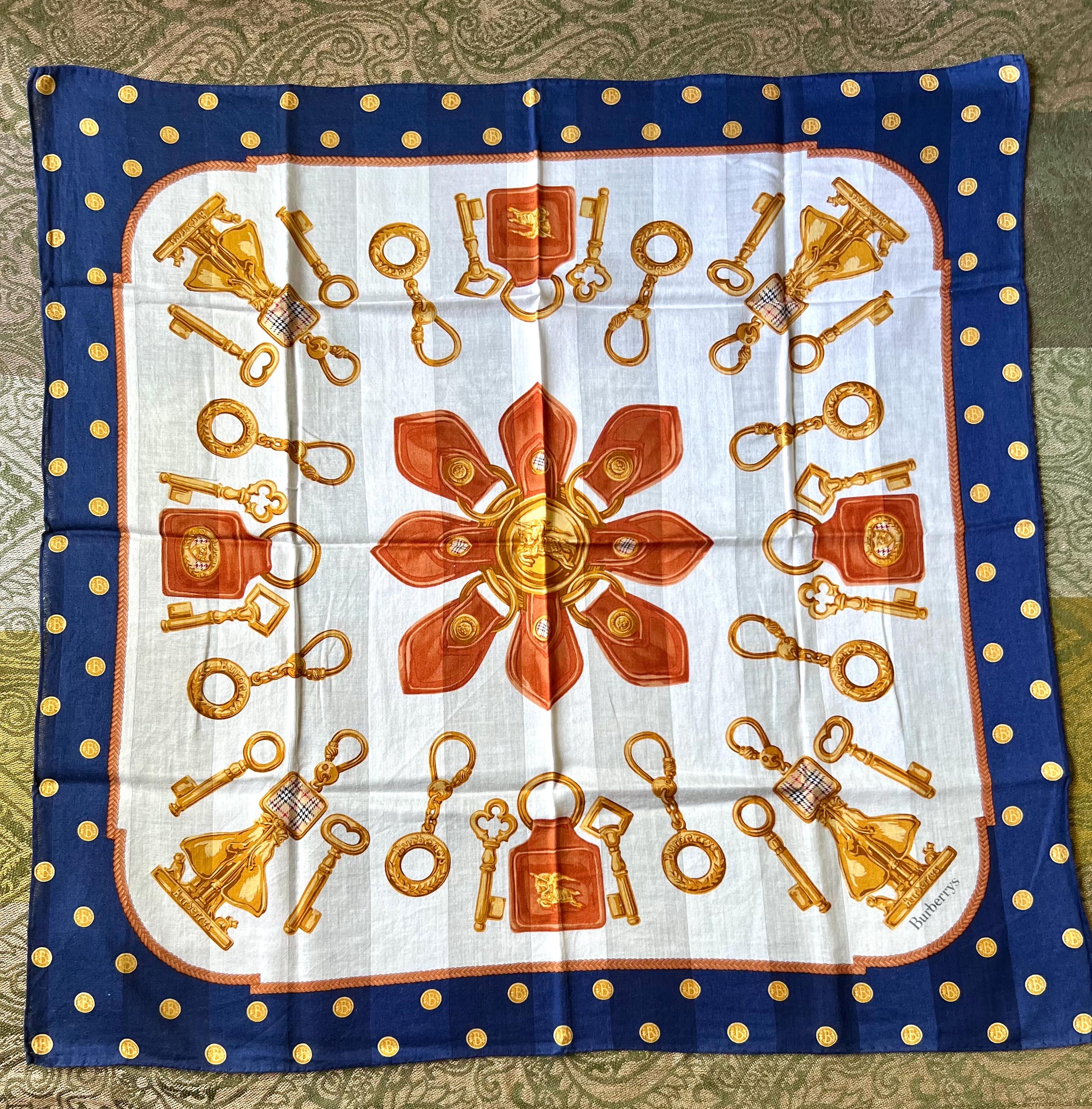 Burberrys Vintage Scarf – “S” Label, 100% Cotton, 58 x 56 cm