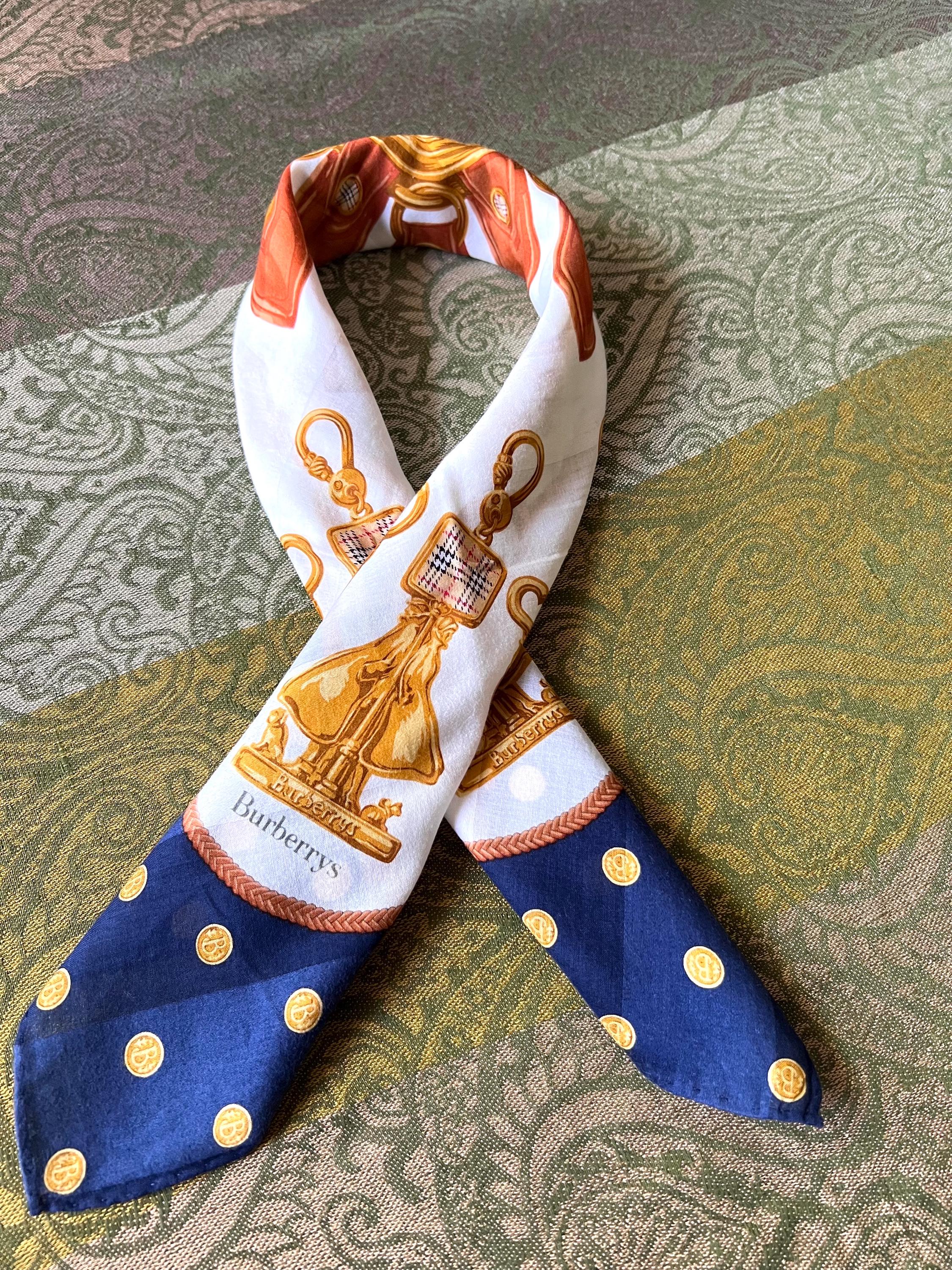 Burberrys Vintage Scarf – “S” Label, 100% Cotton, 58 x 56 cm