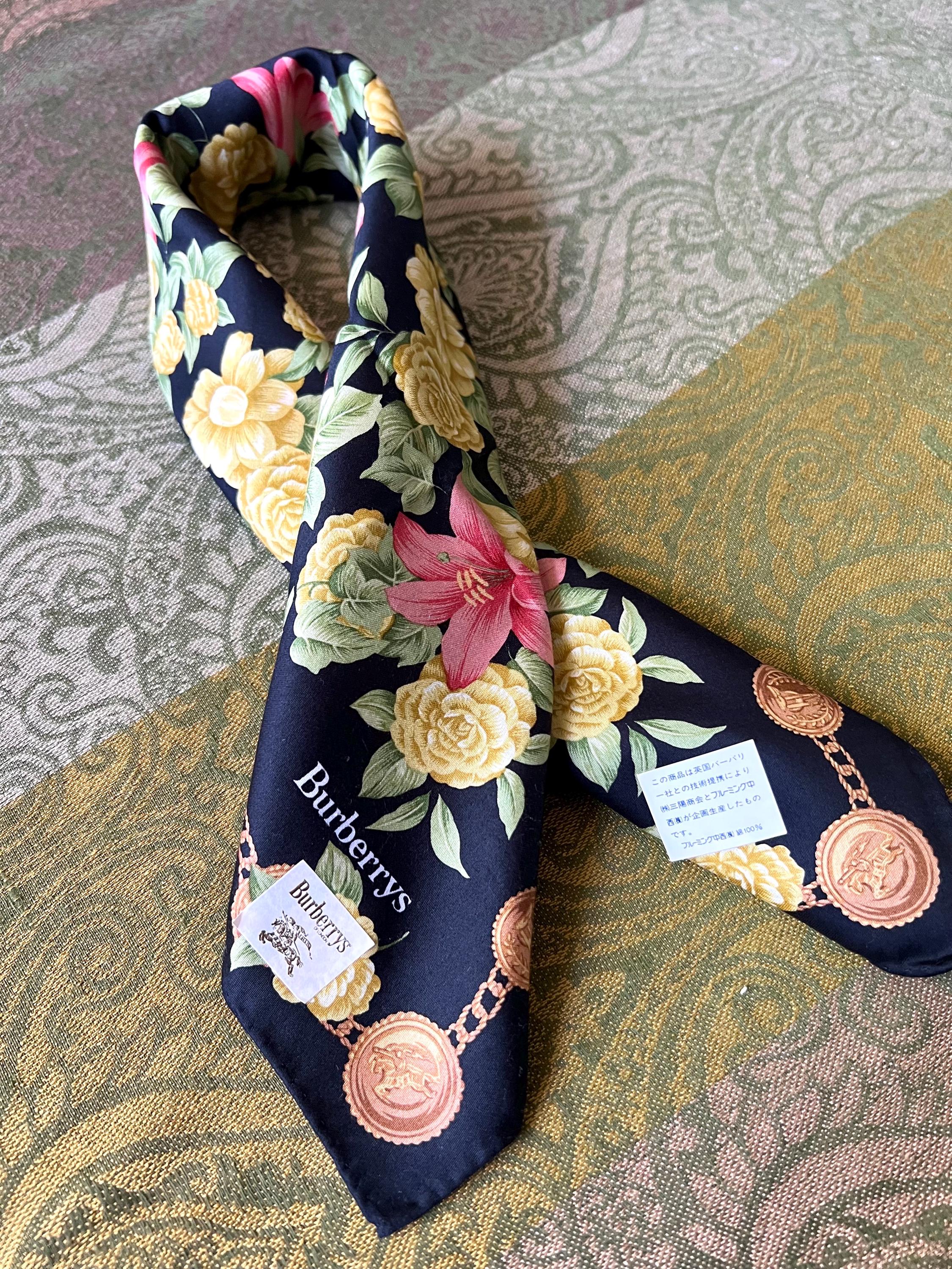 Burberrys Vintage Scarf – “S” Label, 100% Cotton, 50x 50 cm