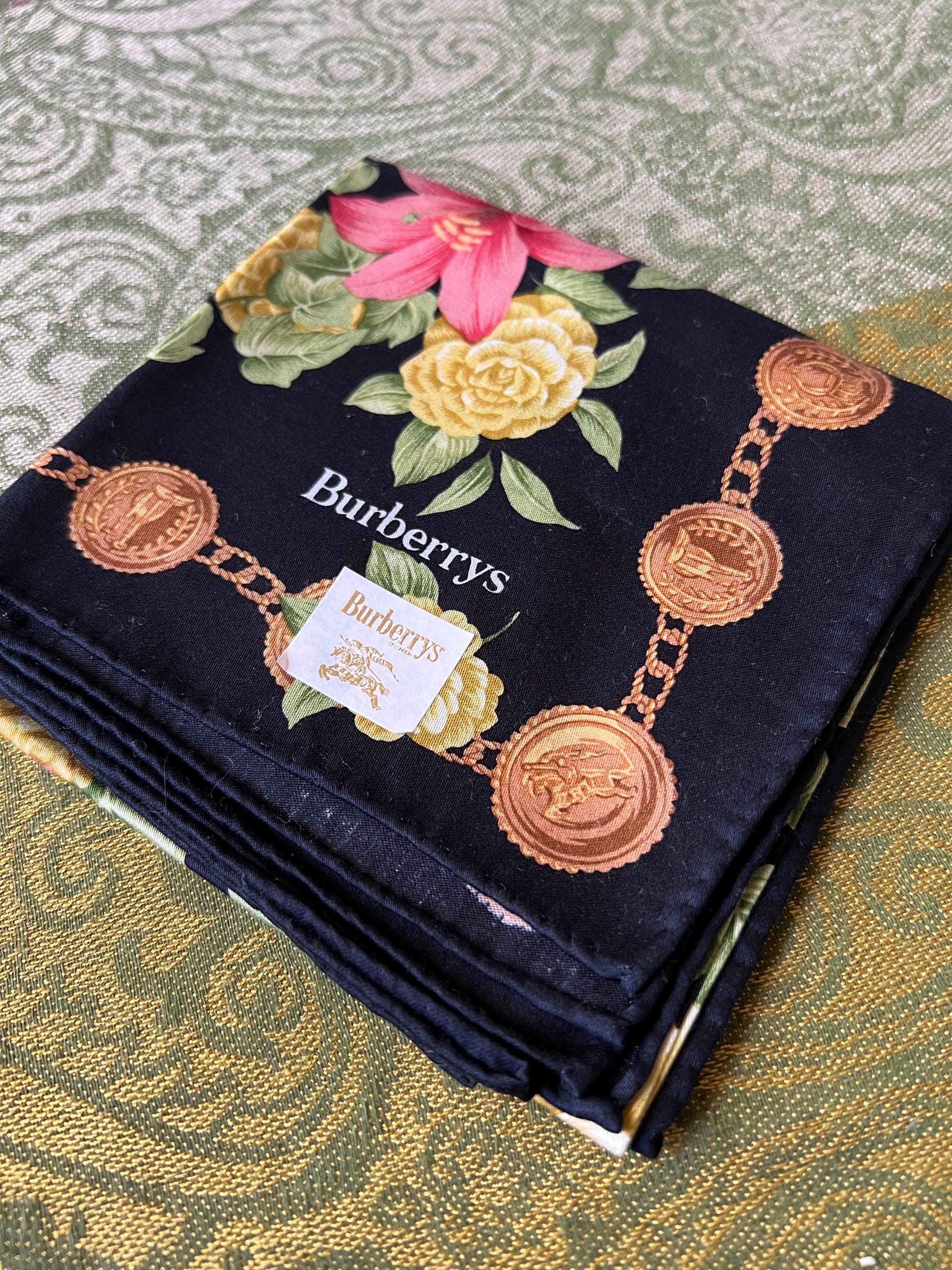 Burberrys Vintage Scarf – “S” Label, 100% Cotton, 50x 50 cm