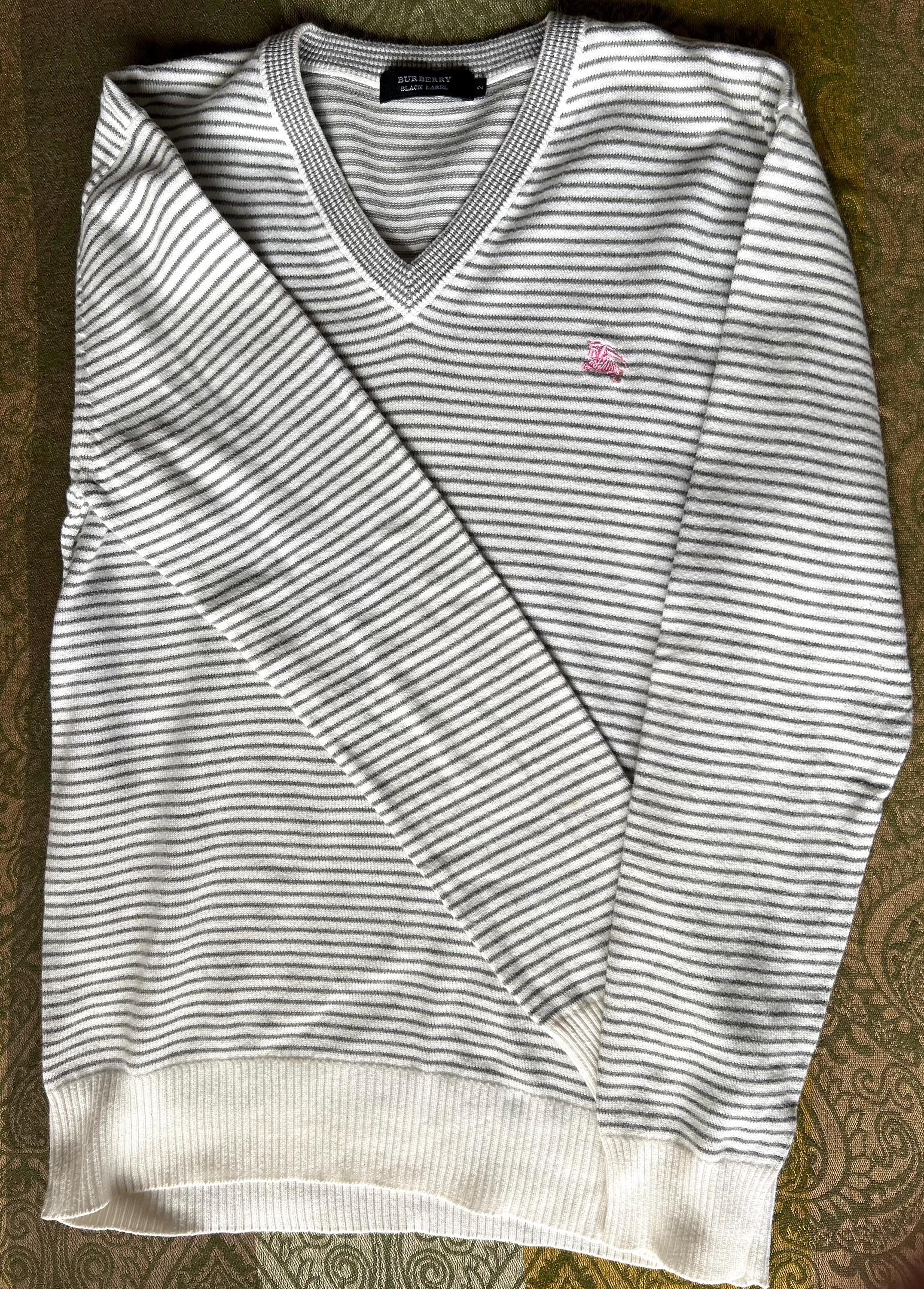 Vintage Burberry Knit Sweater: Cotton Stripe, Japan Made