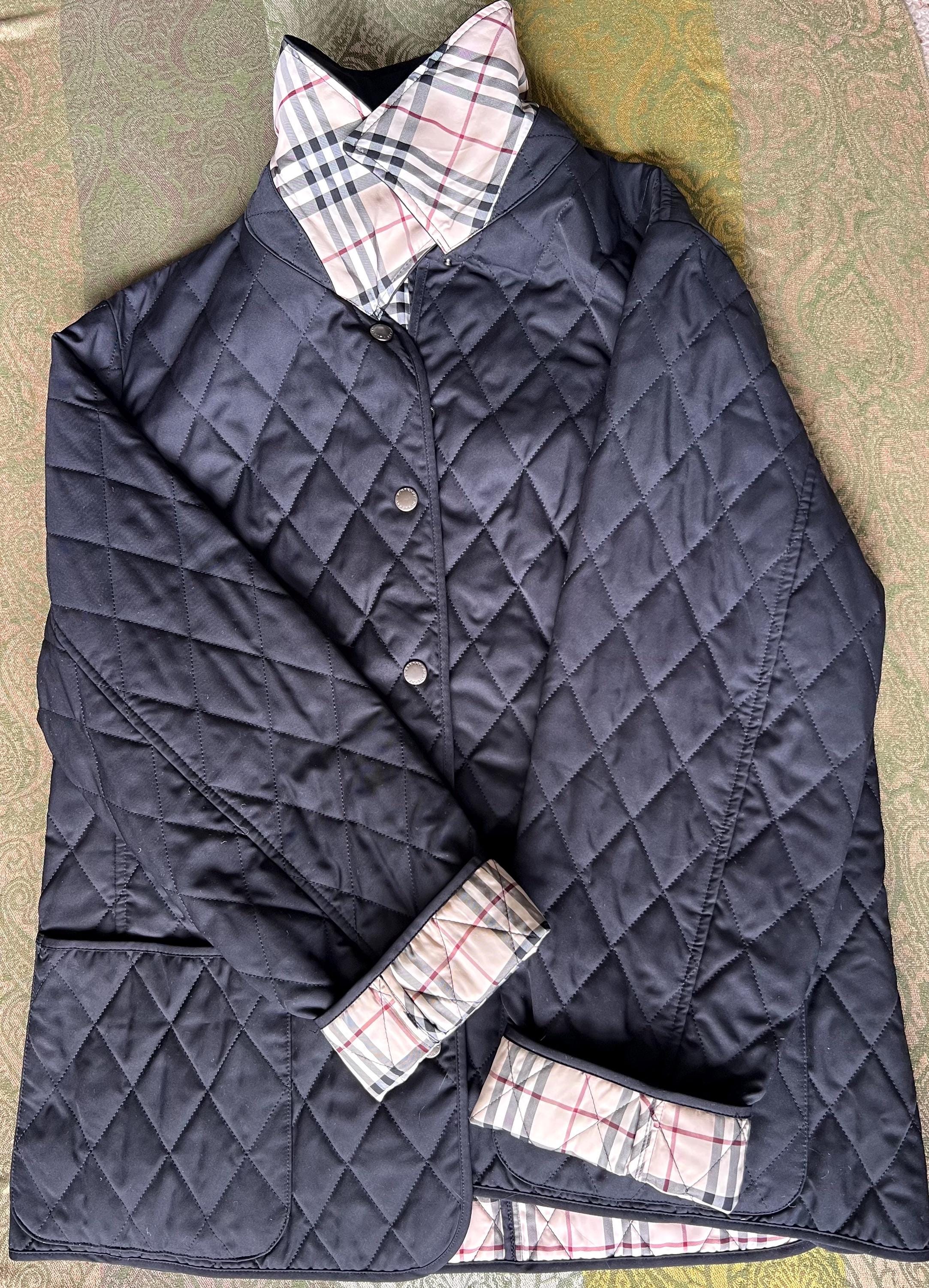 Vintage Burberry London Black Label Quilted Coat – Black with Nova Check Lining