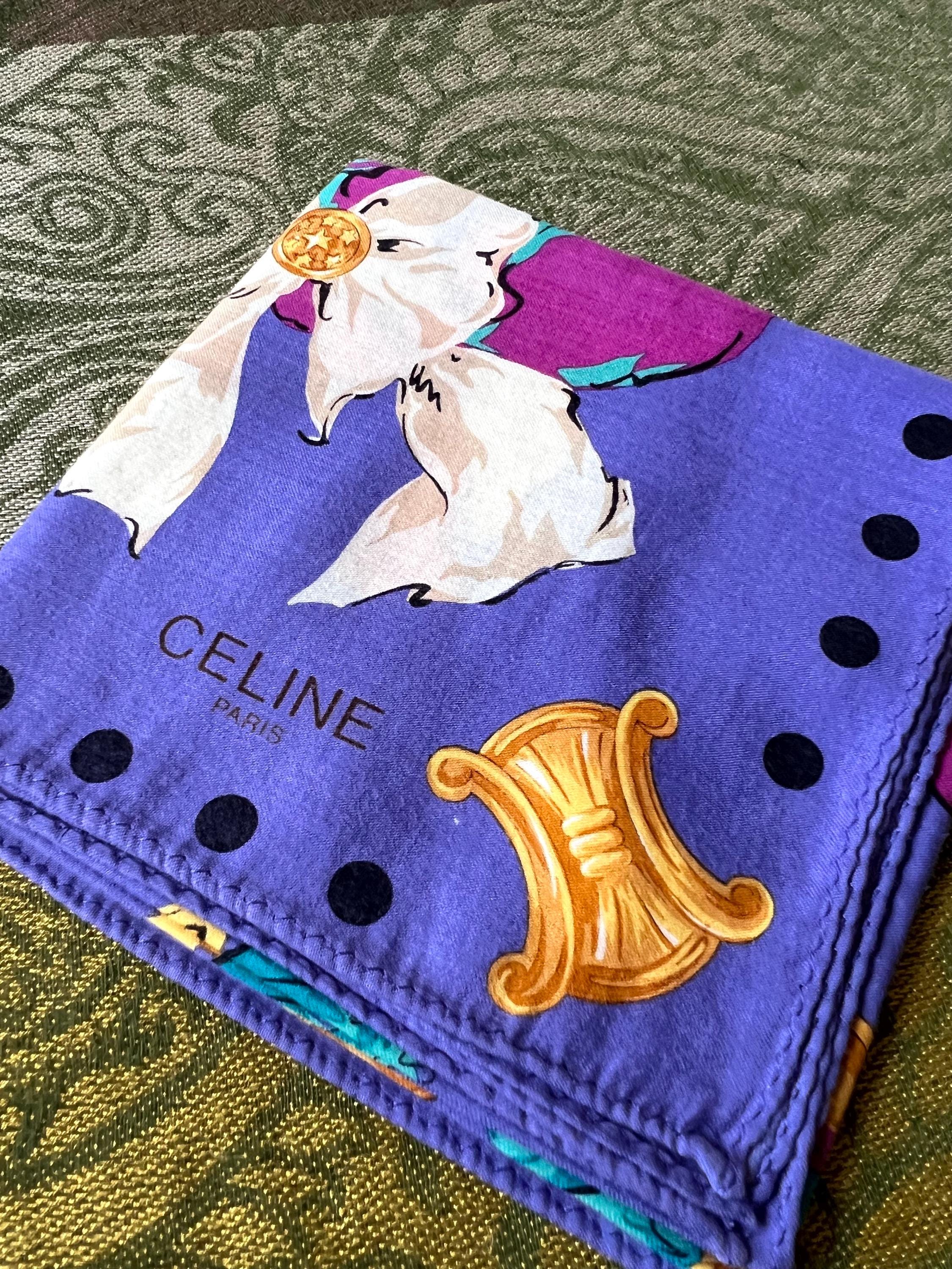 Vintage Celine Cotton Scarf 51x52cm | 100% Cotton | Handkerchief