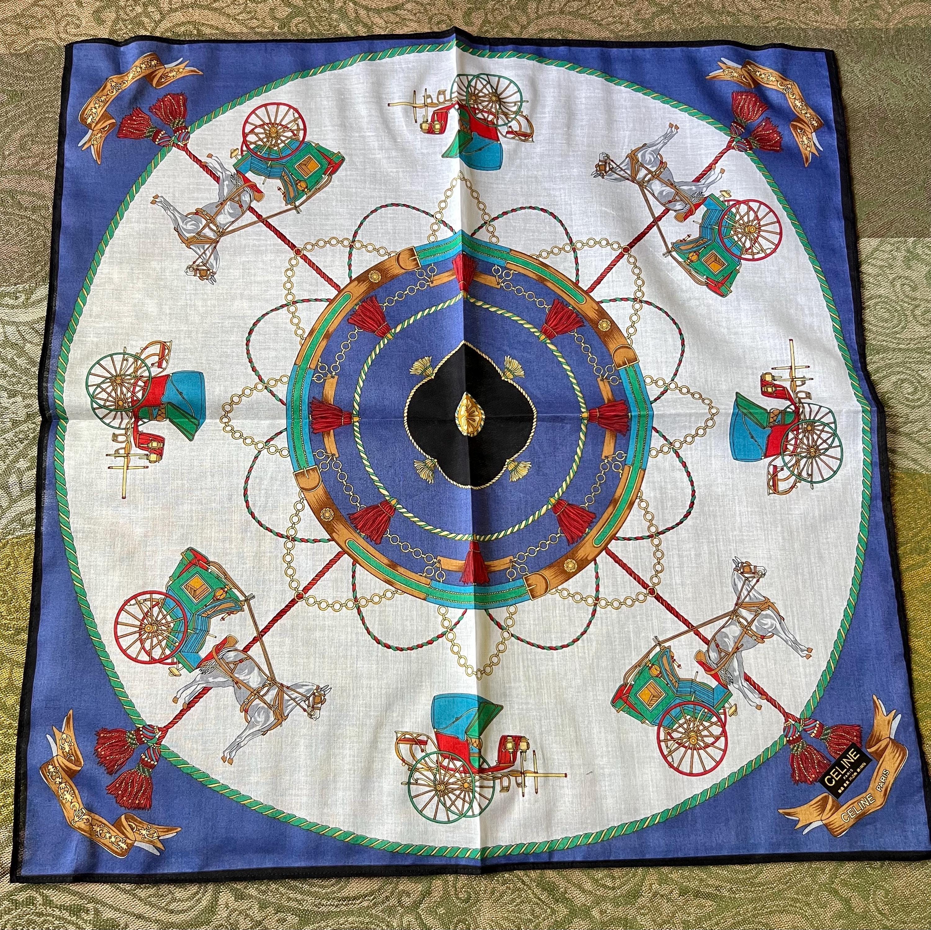 Celine Vintage Brand New Deadstock Scarf 48*48cm Handkerchief
