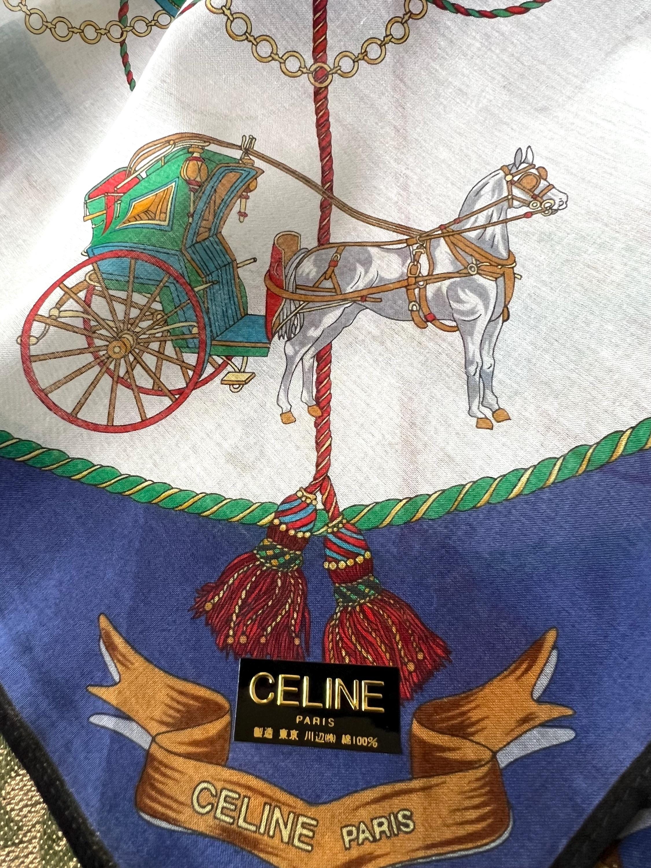 Celine Vintage Brand New Deadstock Scarf 48*48cm Handkerchief