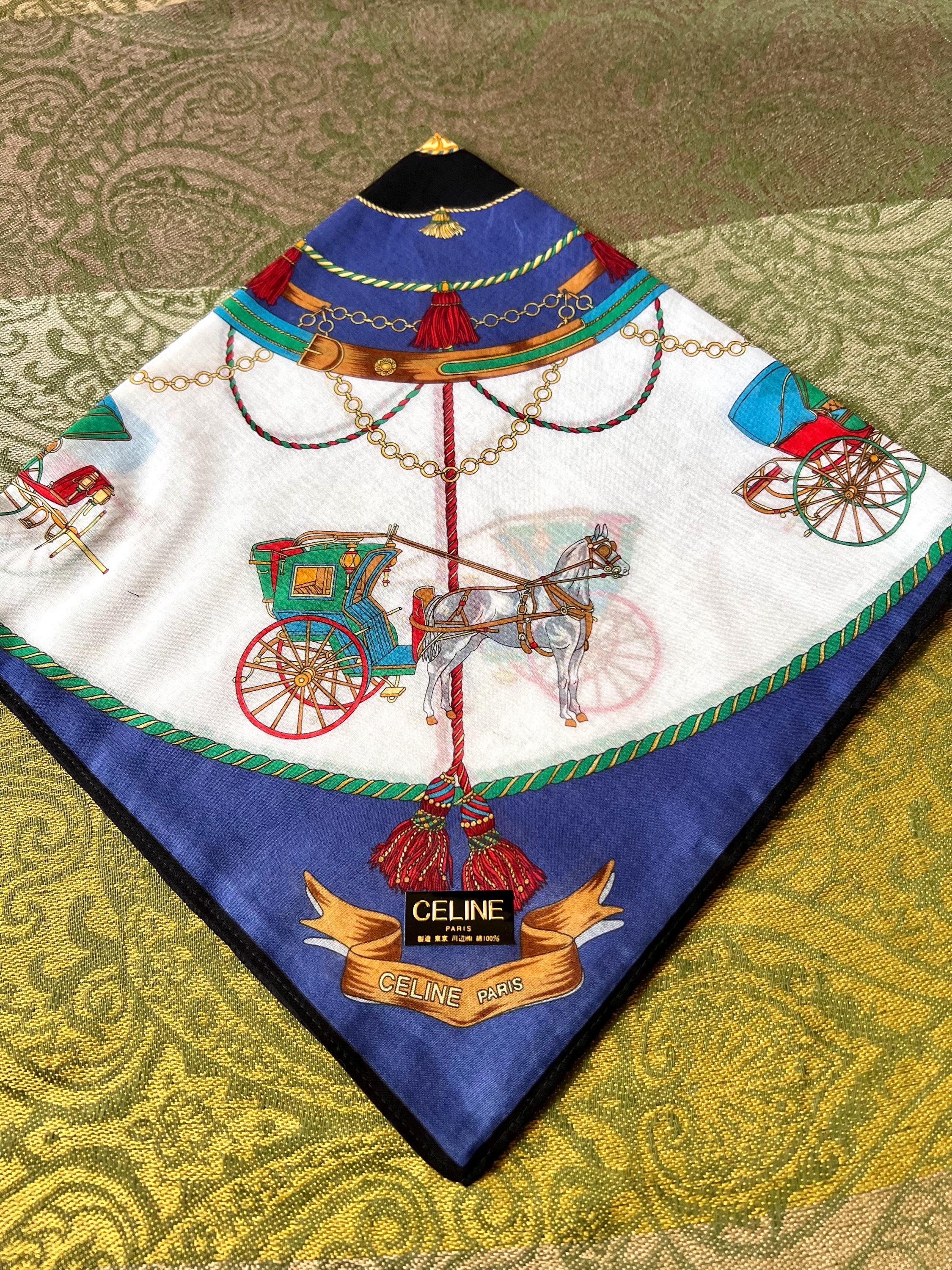Celine Vintage Brand New Deadstock Scarf 48*48cm Handkerchief