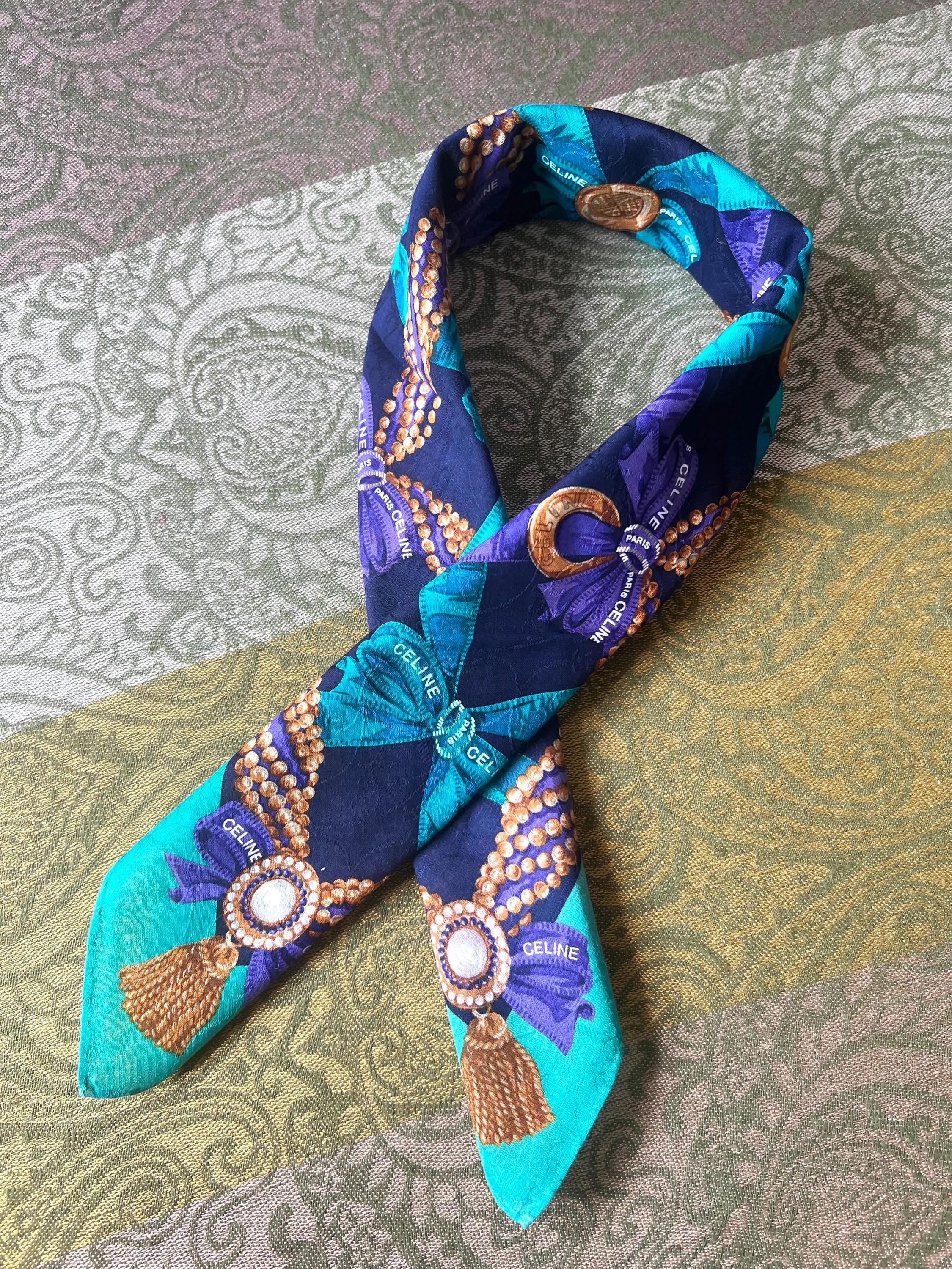 Vintage Celine Cotton Scarf 53x52cm | 100% Cotton | Handkerchief