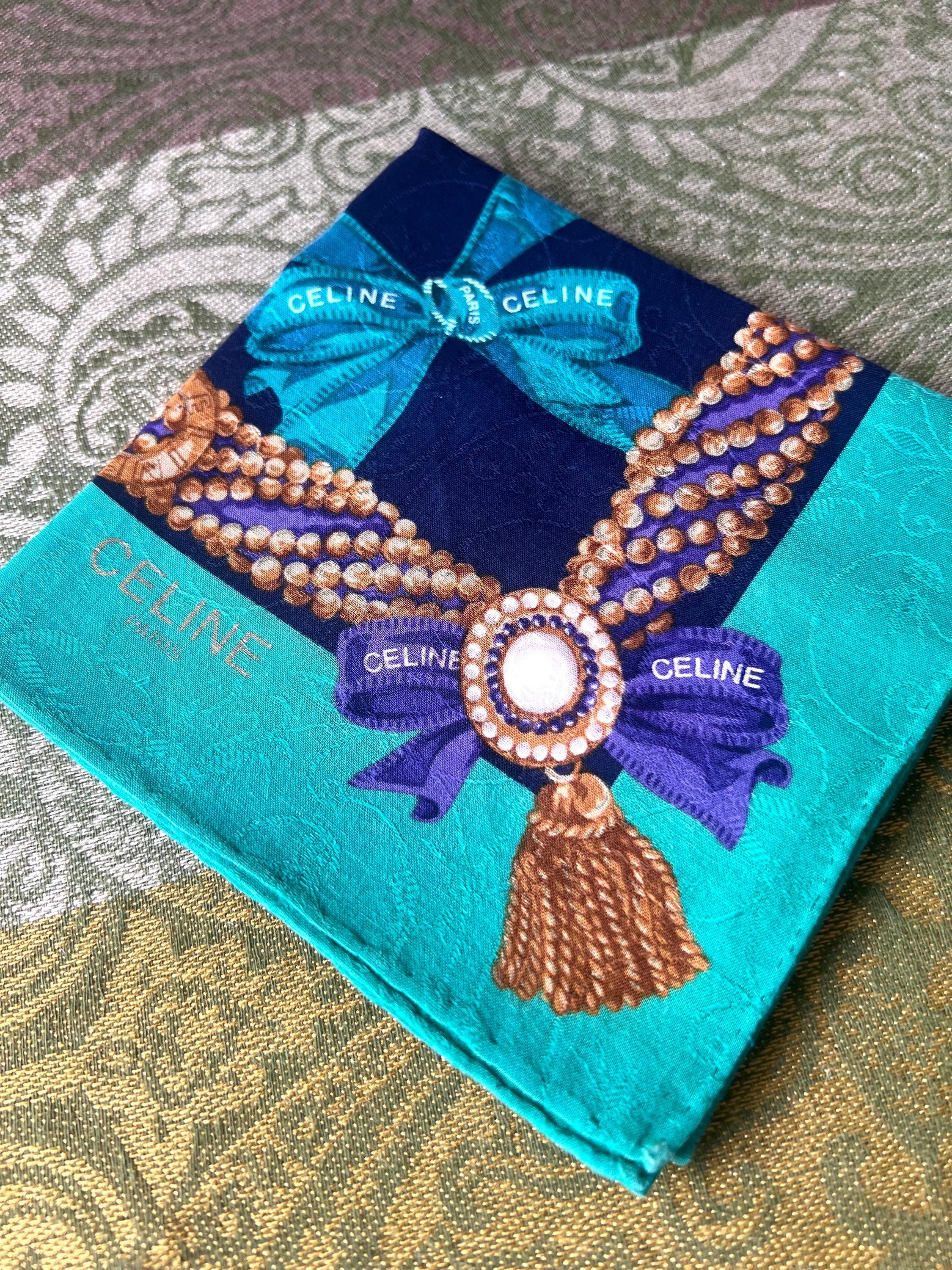 Vintage Celine Cotton Scarf 53x52cm | 100% Cotton | Handkerchief