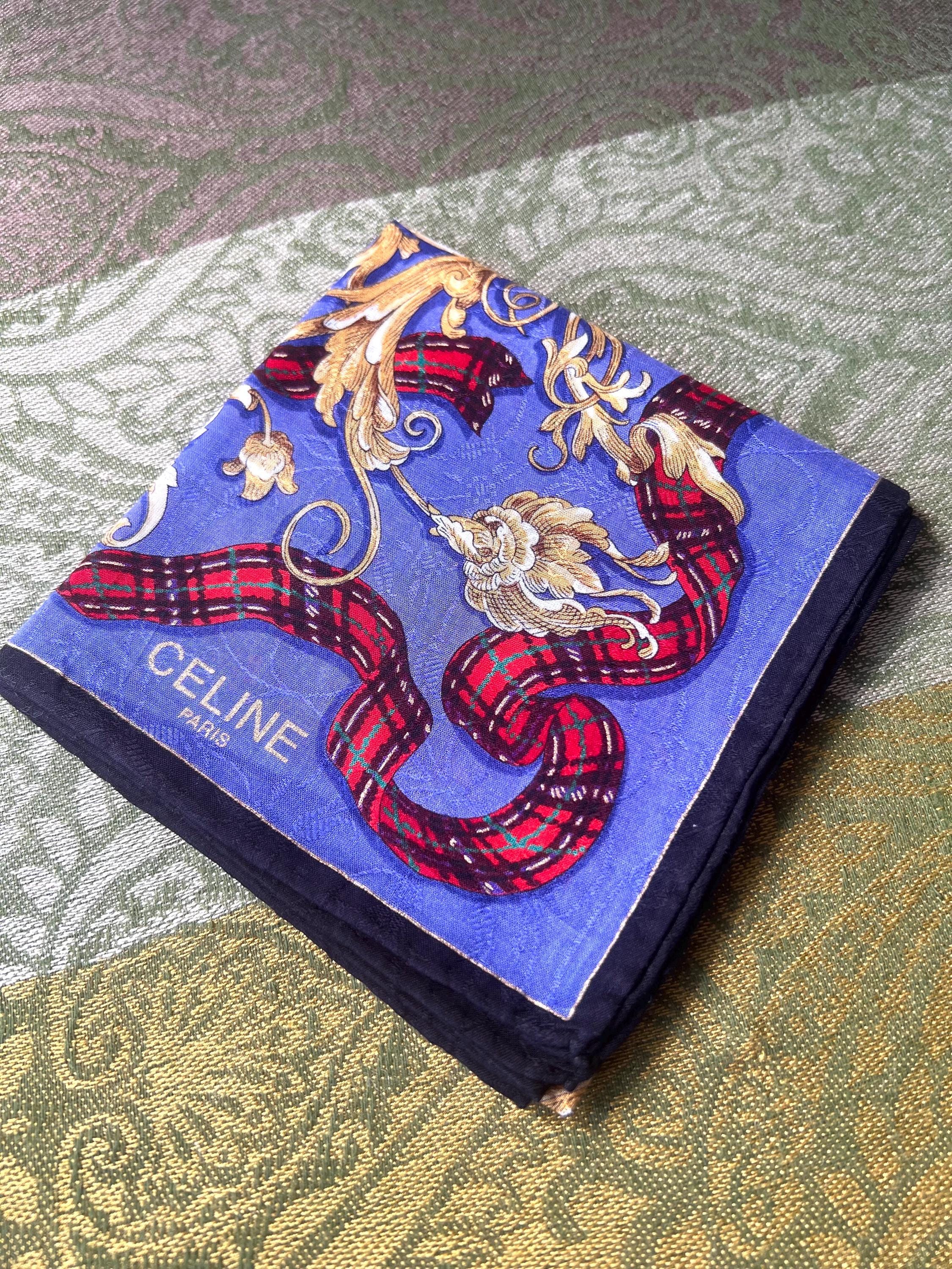 Vintage Celine Cotton Scarf 51x52cm | 100% Cotton | Handkerchief