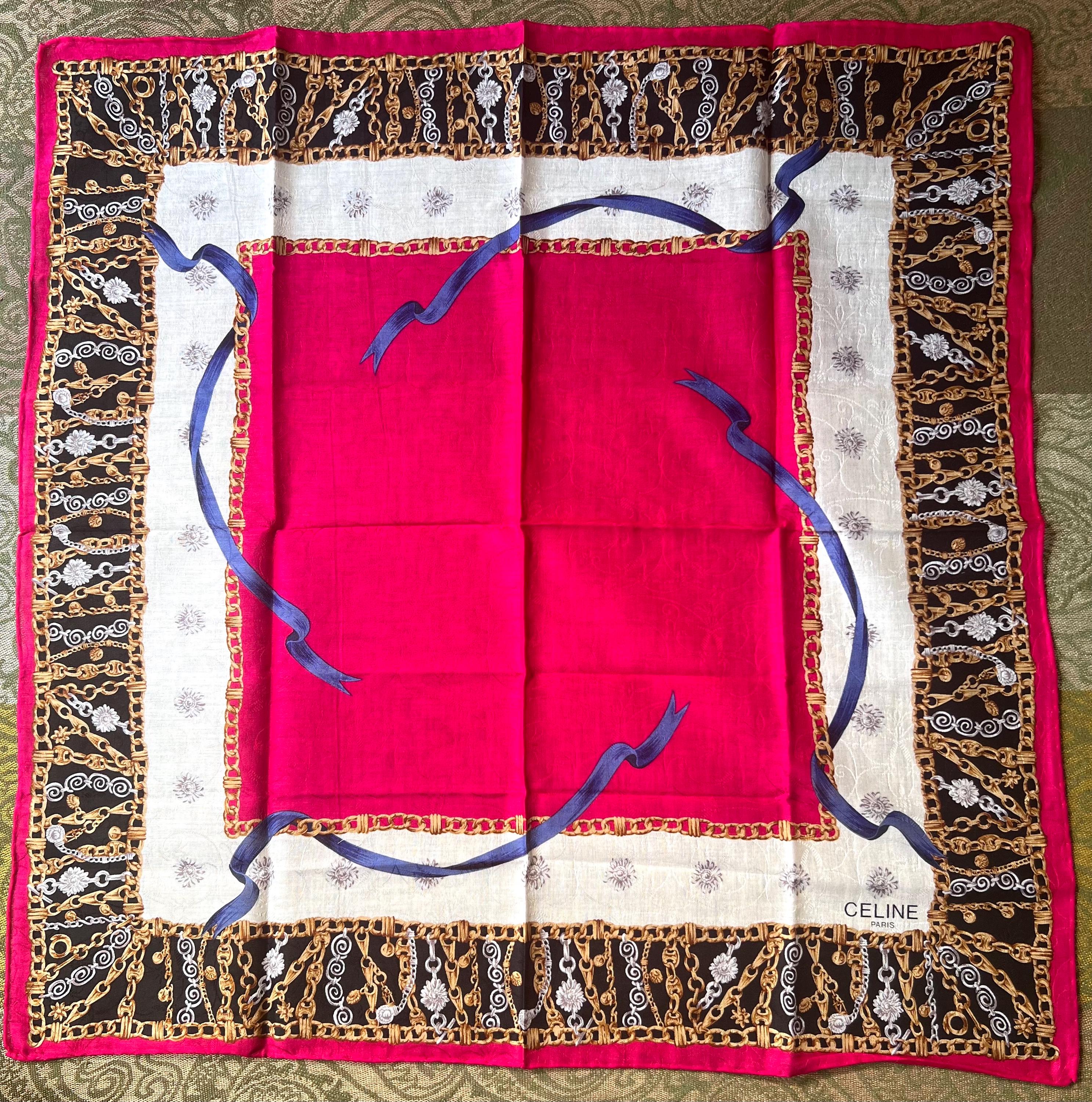 Vintage Celine Cotton Scarf 53x52cm | 100% Cotton | Handkerchief
