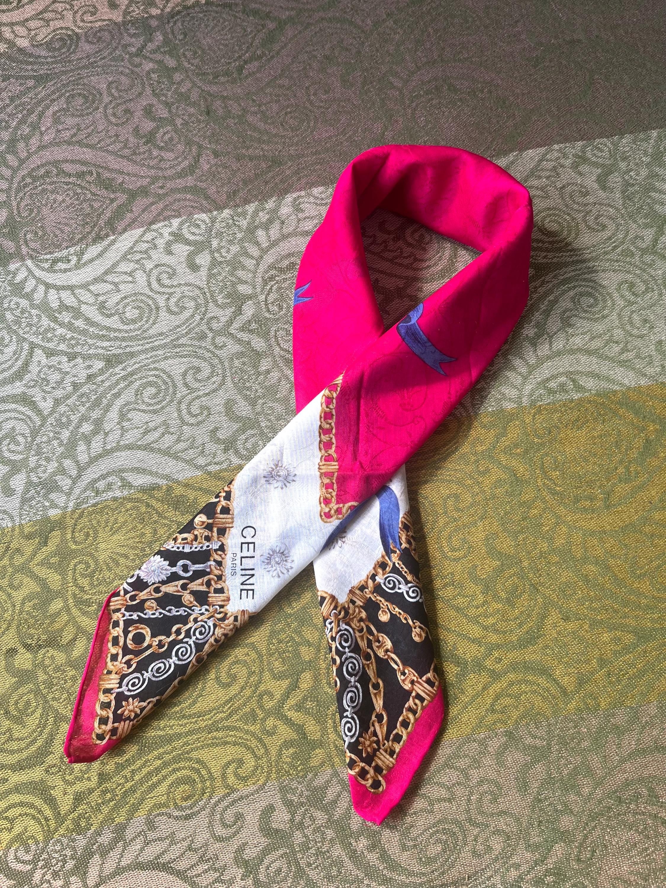 Vintage Celine Cotton Scarf 53x52cm | 100% Cotton | Handkerchief