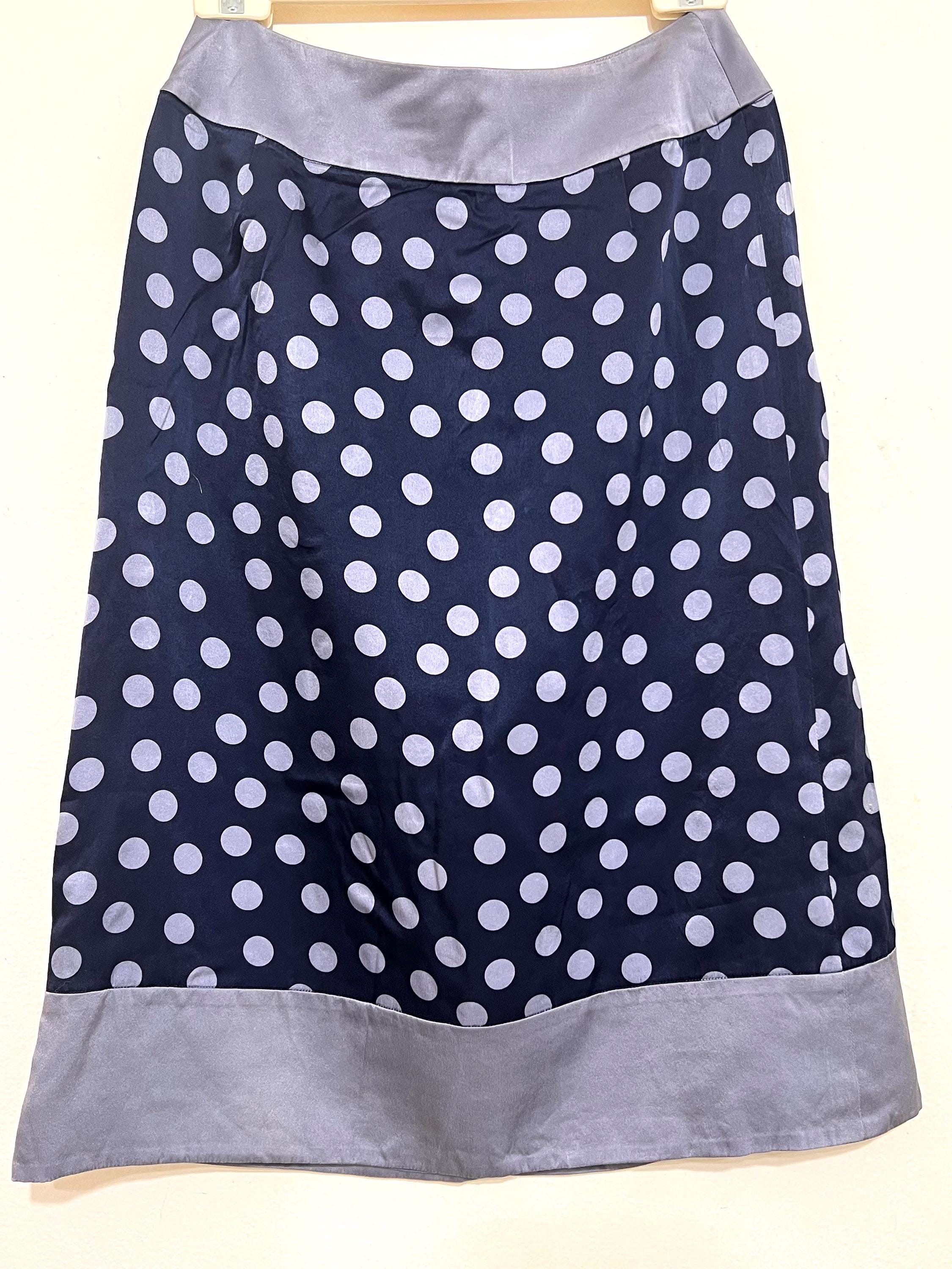 Vintage Balenciaga Silk Wrap Skirt: Blue Polka Dot Designer Skirt, Made in Japan