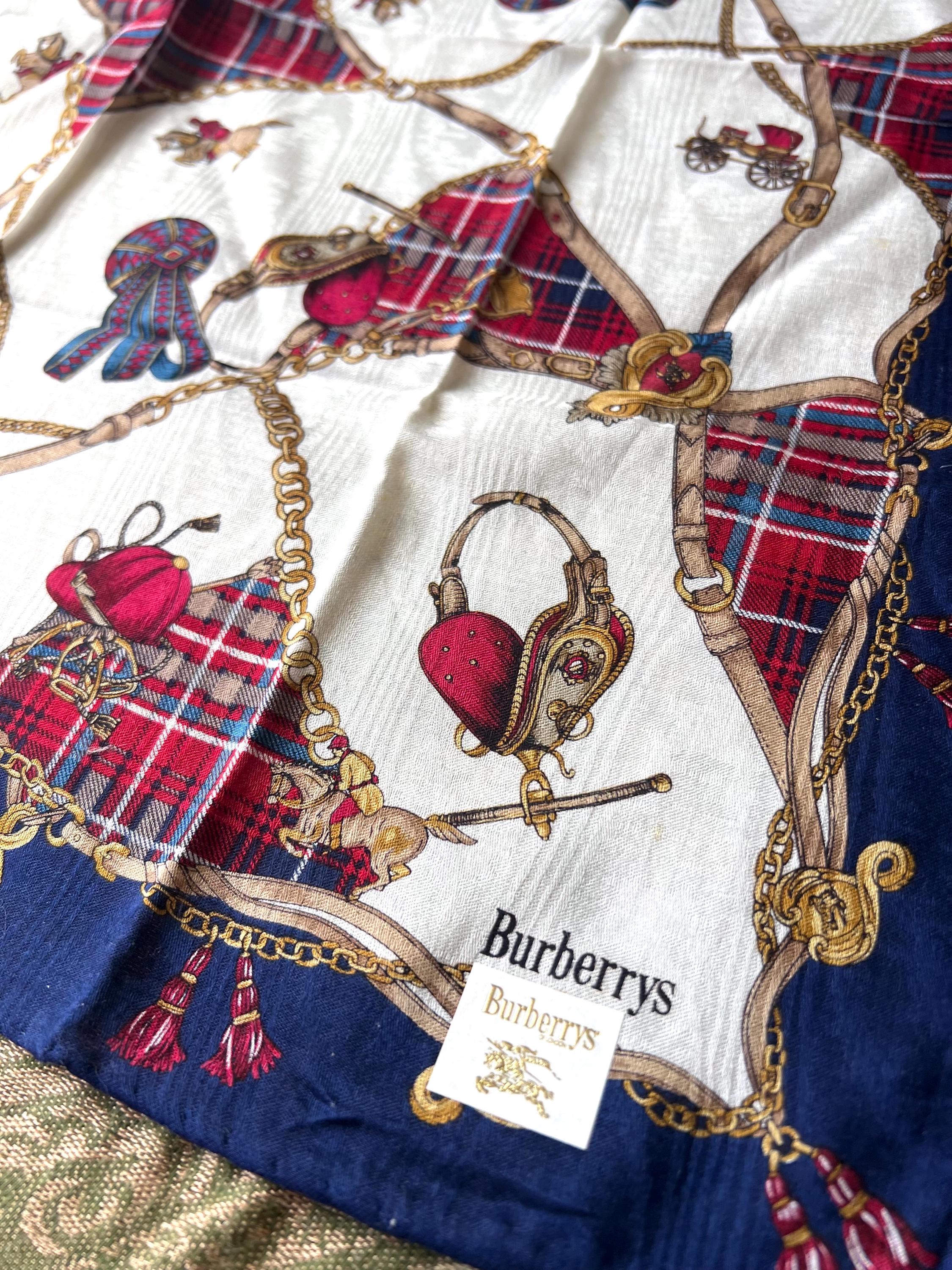 Burberrys Vintage Scarf – “S” Label, 100% Cotton, 53x 54 cm