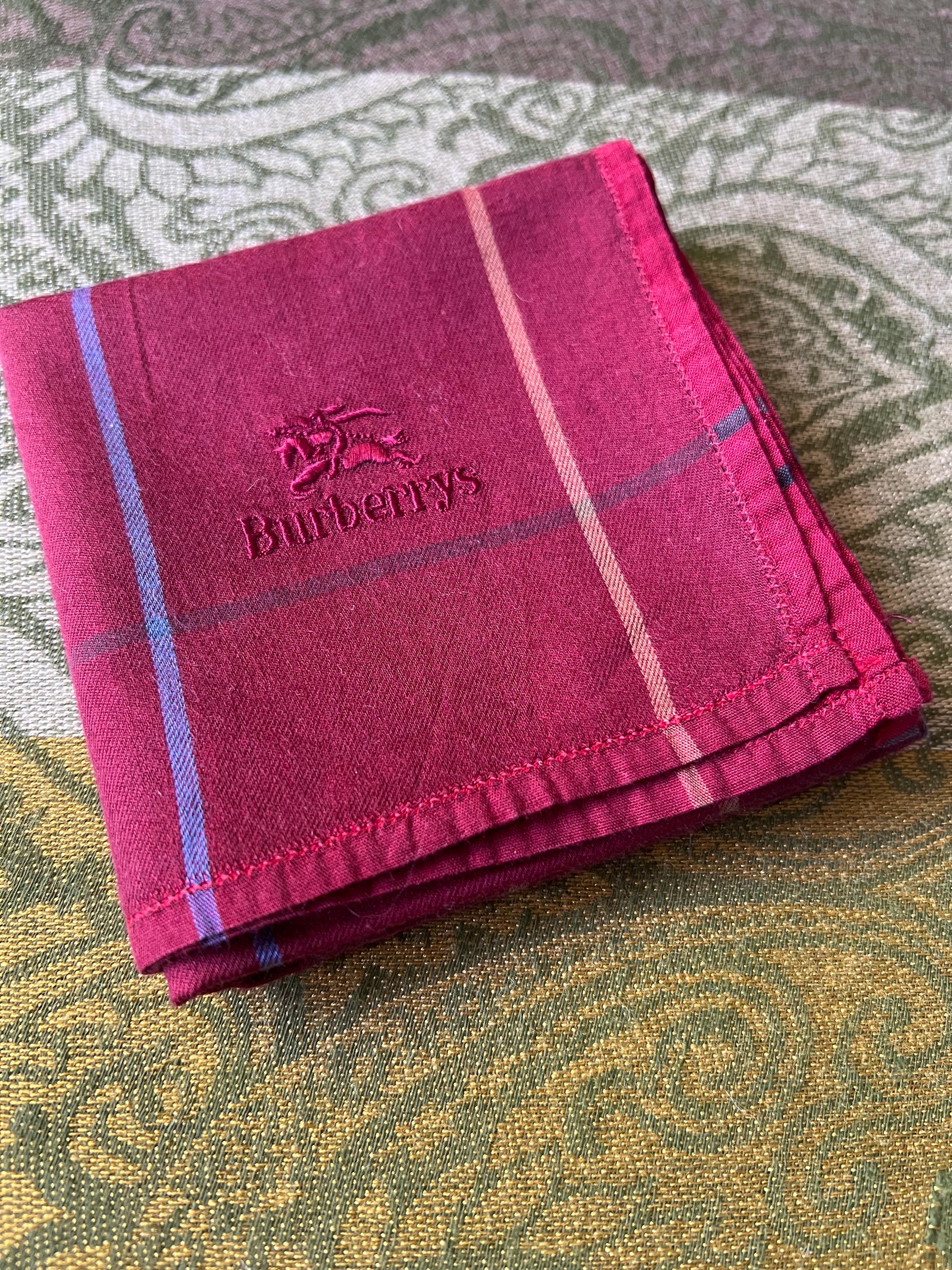 Burberrys Vintage Scarf – 1950s “S” Label, 100% Cotton, 44 x 46 cm
