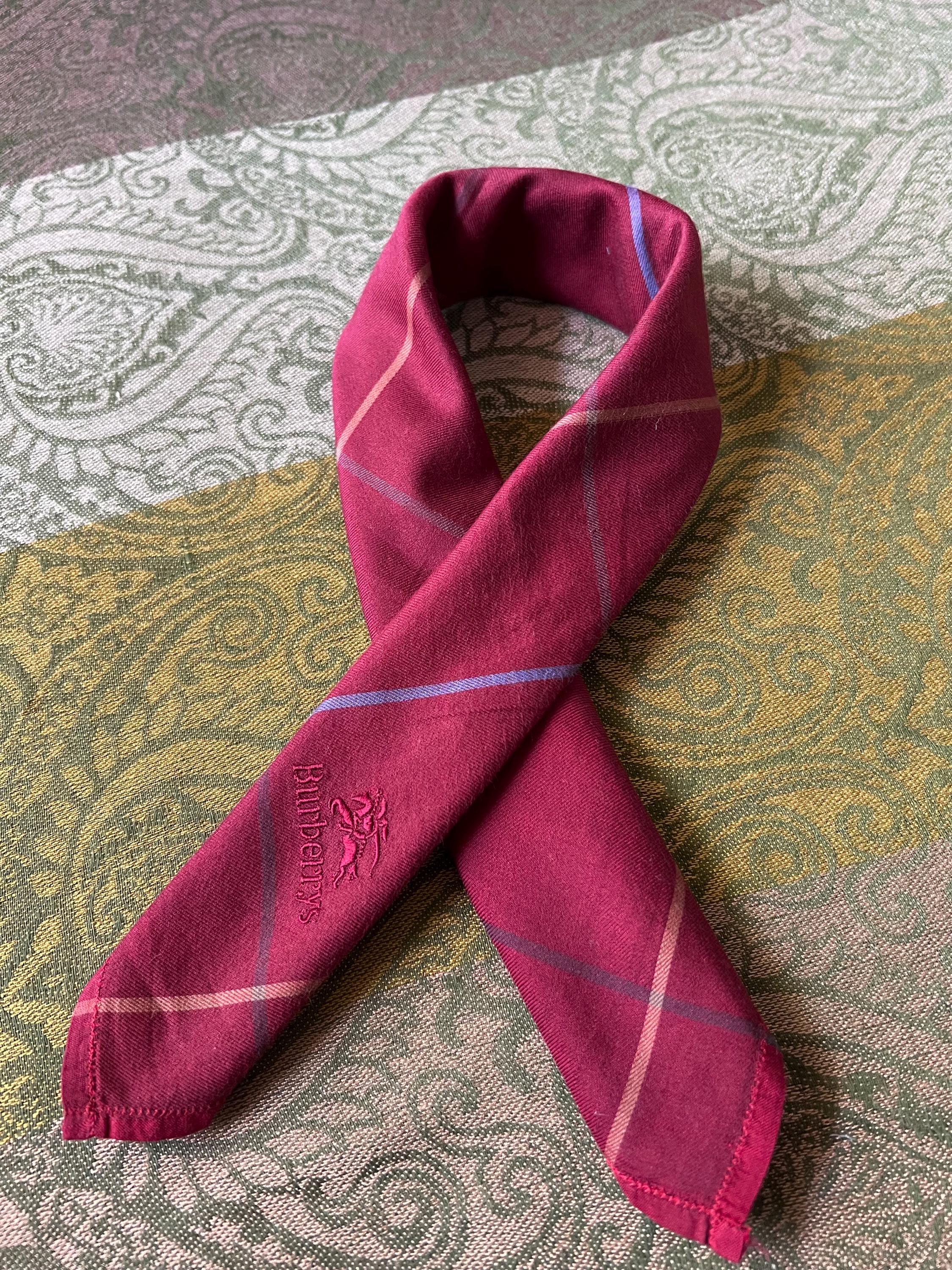 Burberrys Vintage Scarf – 1950s “S” Label, 100% Cotton, 44 x 46 cm