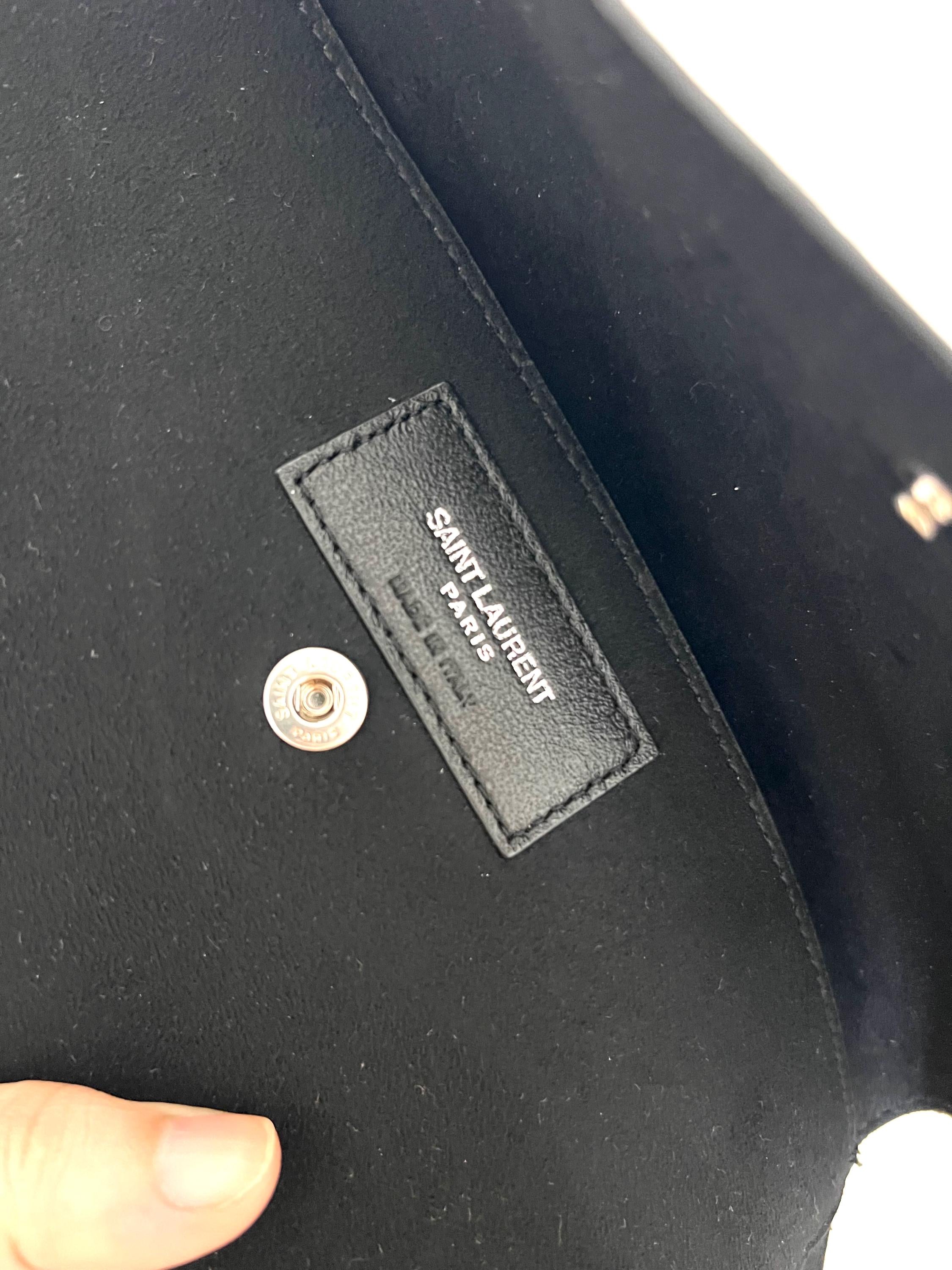 Authentic YSL Teddy Pochon Black Leather Drawstring Shoulder Bag