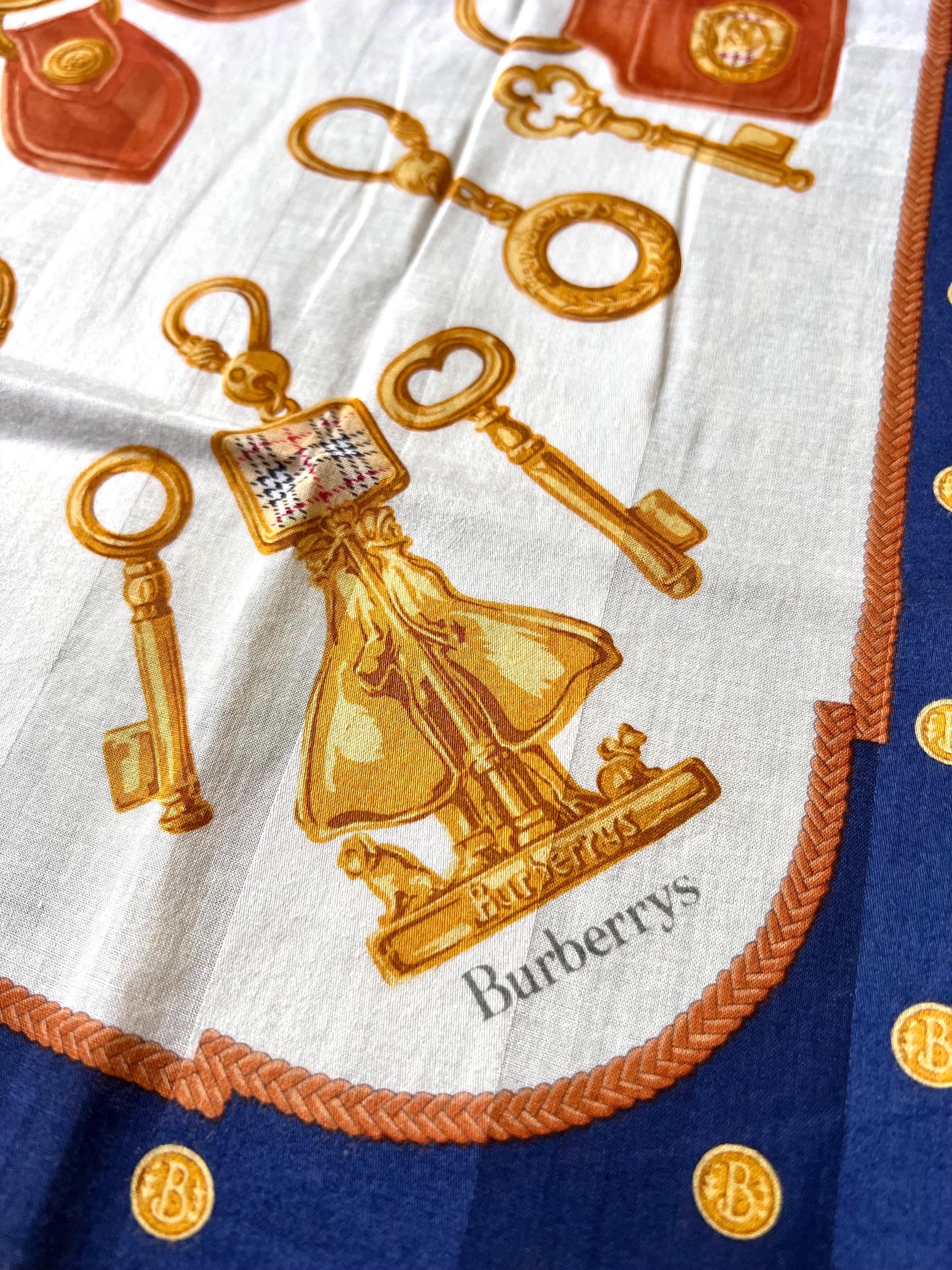 Burberrys Vintage Scarf – “S” Label, 100% Cotton, 58 x 56 cm