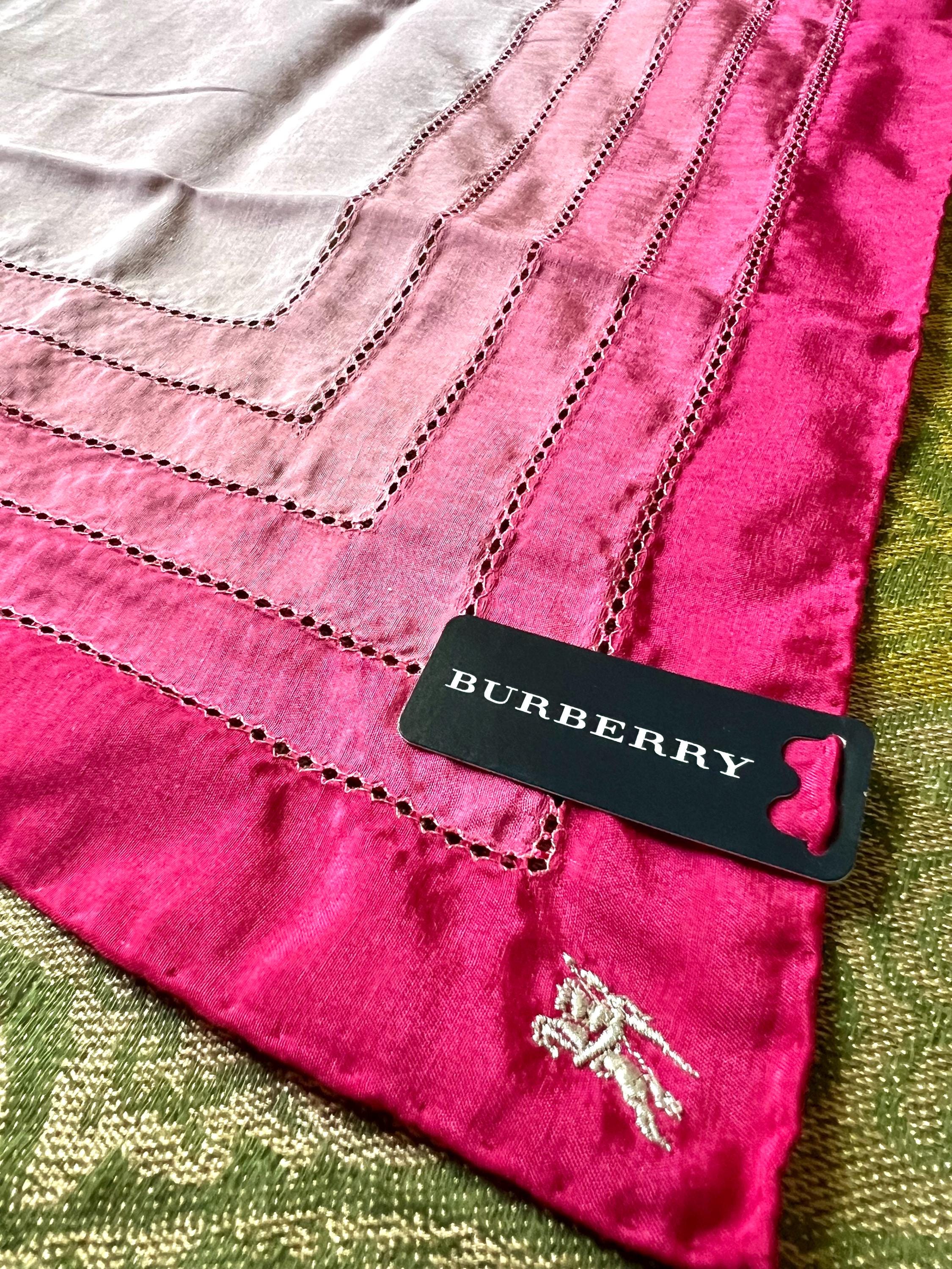 Burberry Vintage Brand New Deadstock Scarf 51*50cm Black Label Handkerchief