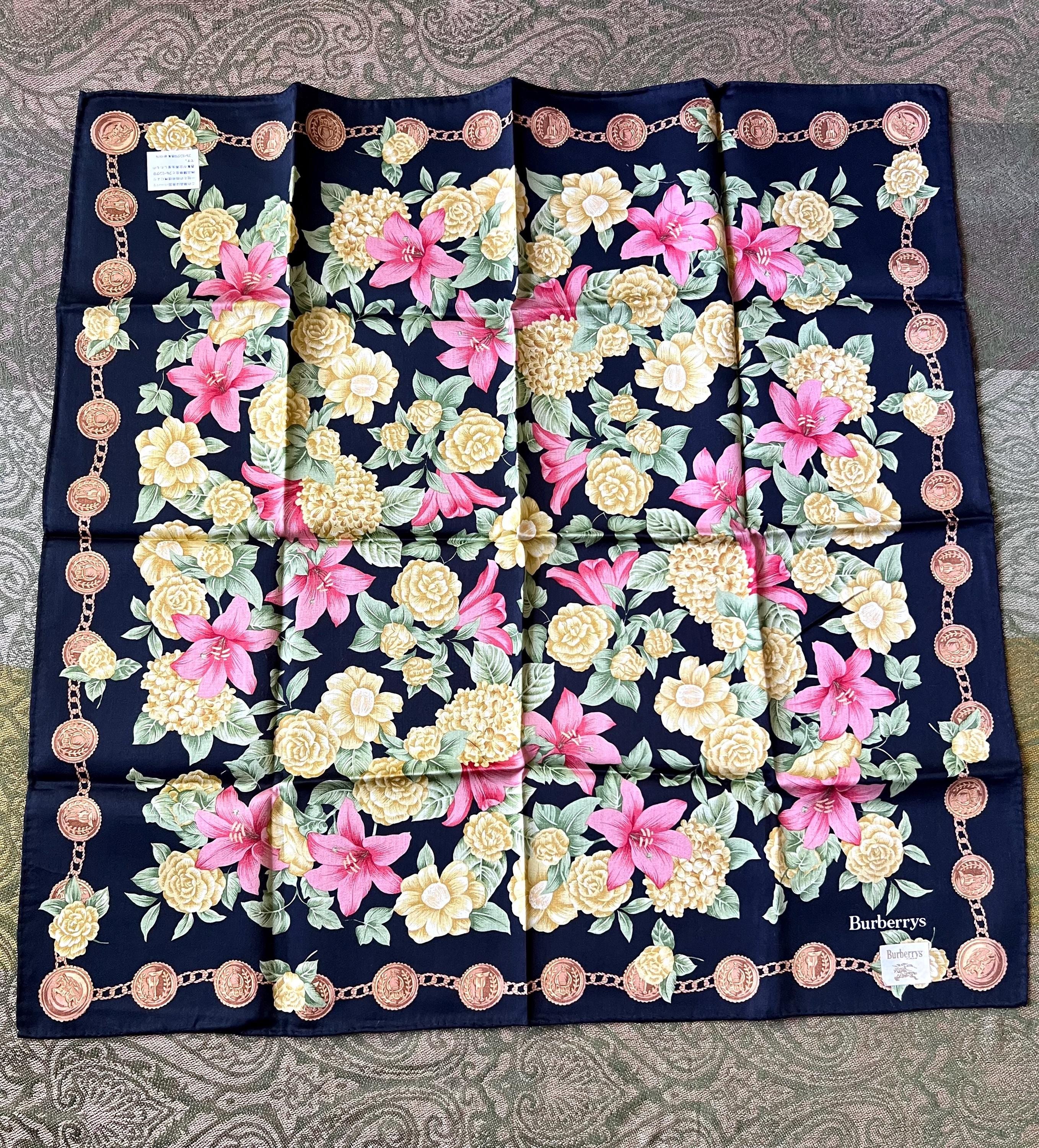 Burberrys Vintage Scarf – “S” Label, 100% Cotton, 50x 50 cm