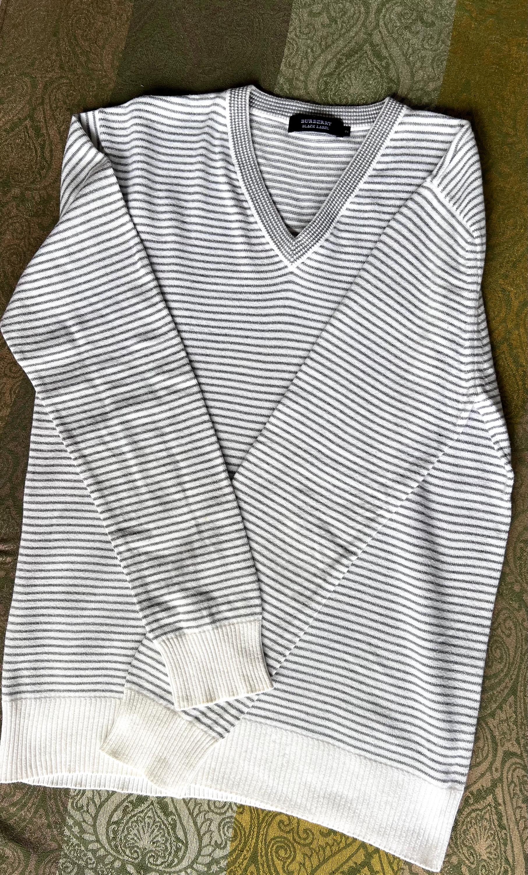 Vintage Burberry Knit Sweater: Cotton Stripe, Japan Made