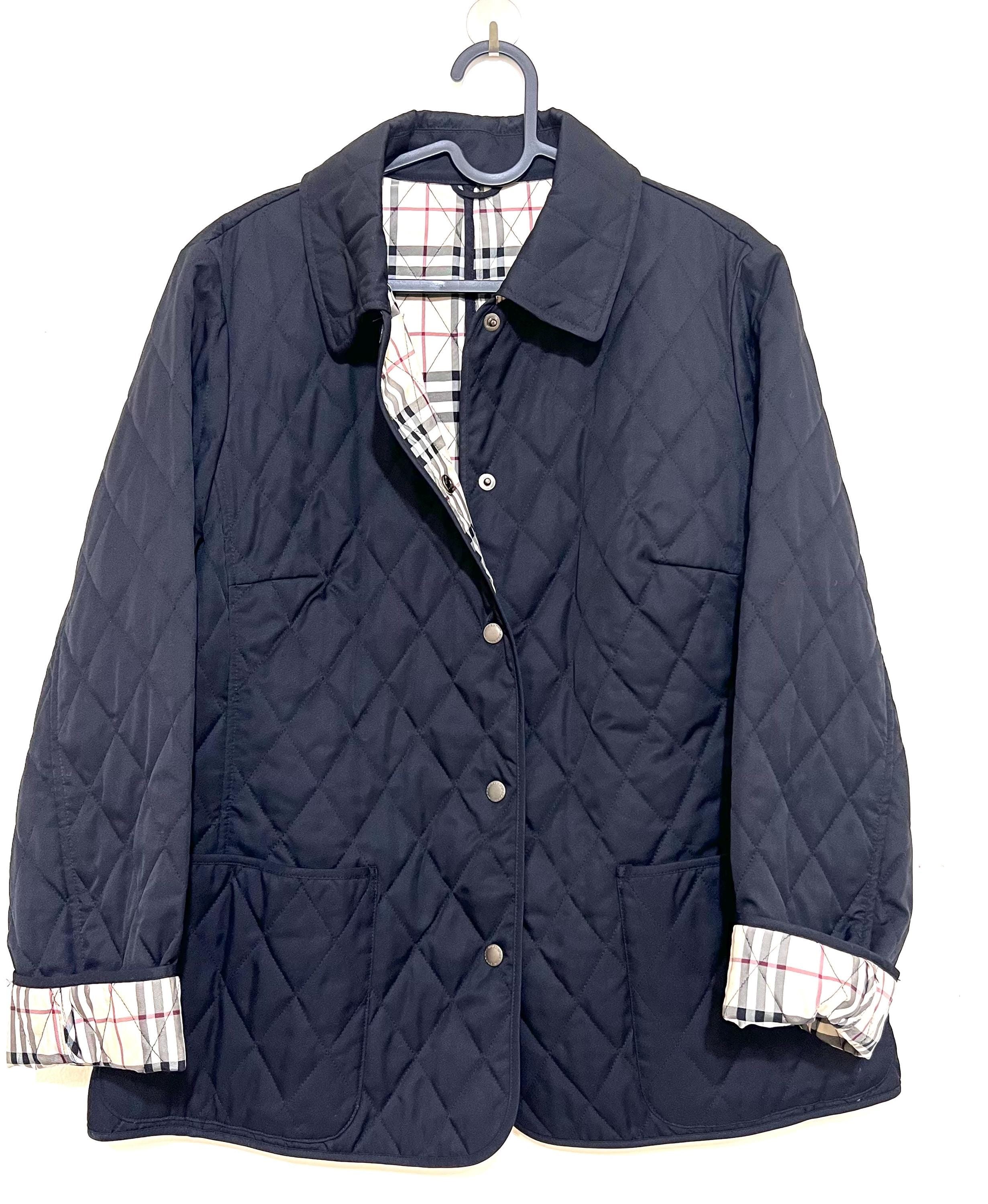 Vintage Burberry London Black Label Quilted Coat – Black with Nova Check Lining