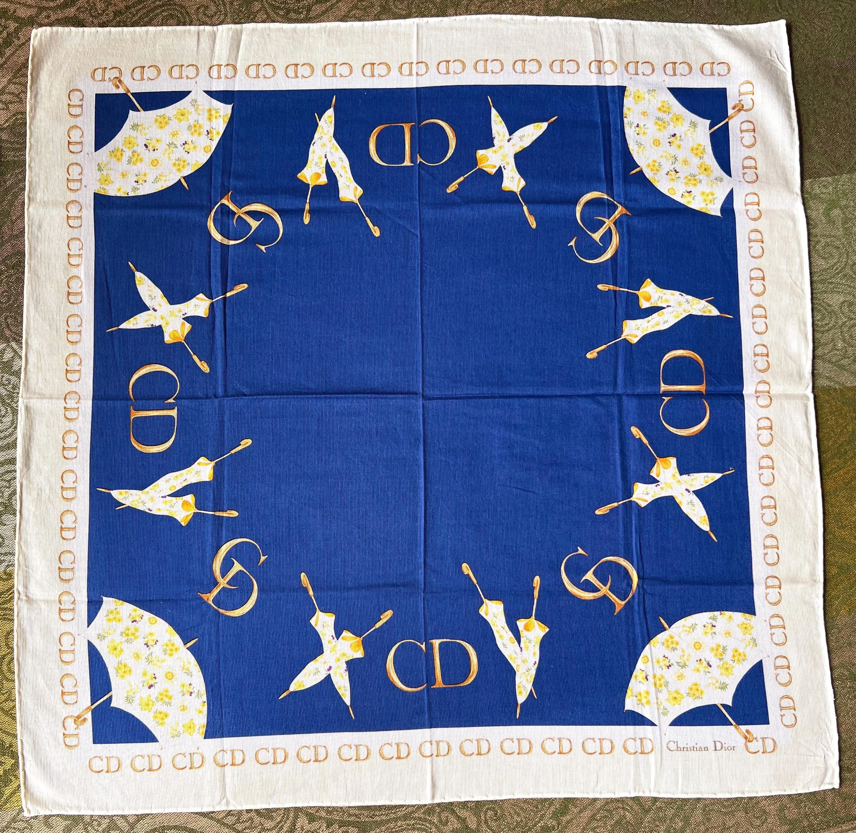 Vintage Christian Dior Cotton Scarf 52x52cm | 100% Cotton | Handkerchief