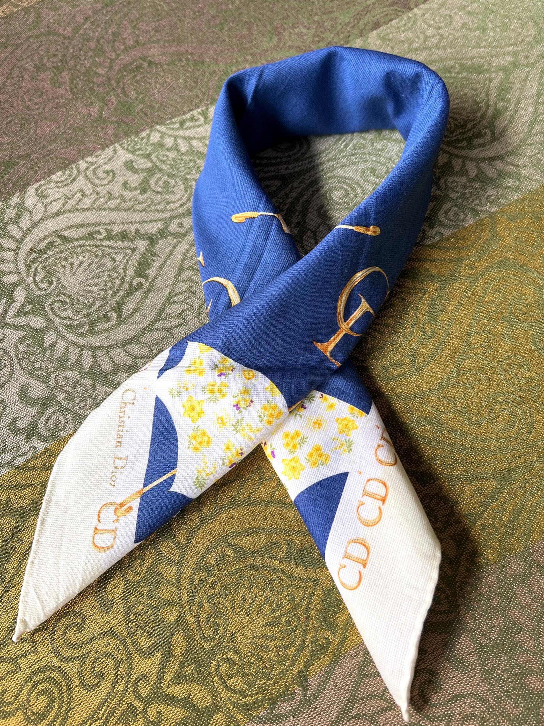 Vintage Christian Dior Cotton Scarf 52x52cm | 100% Cotton | Handkerchief