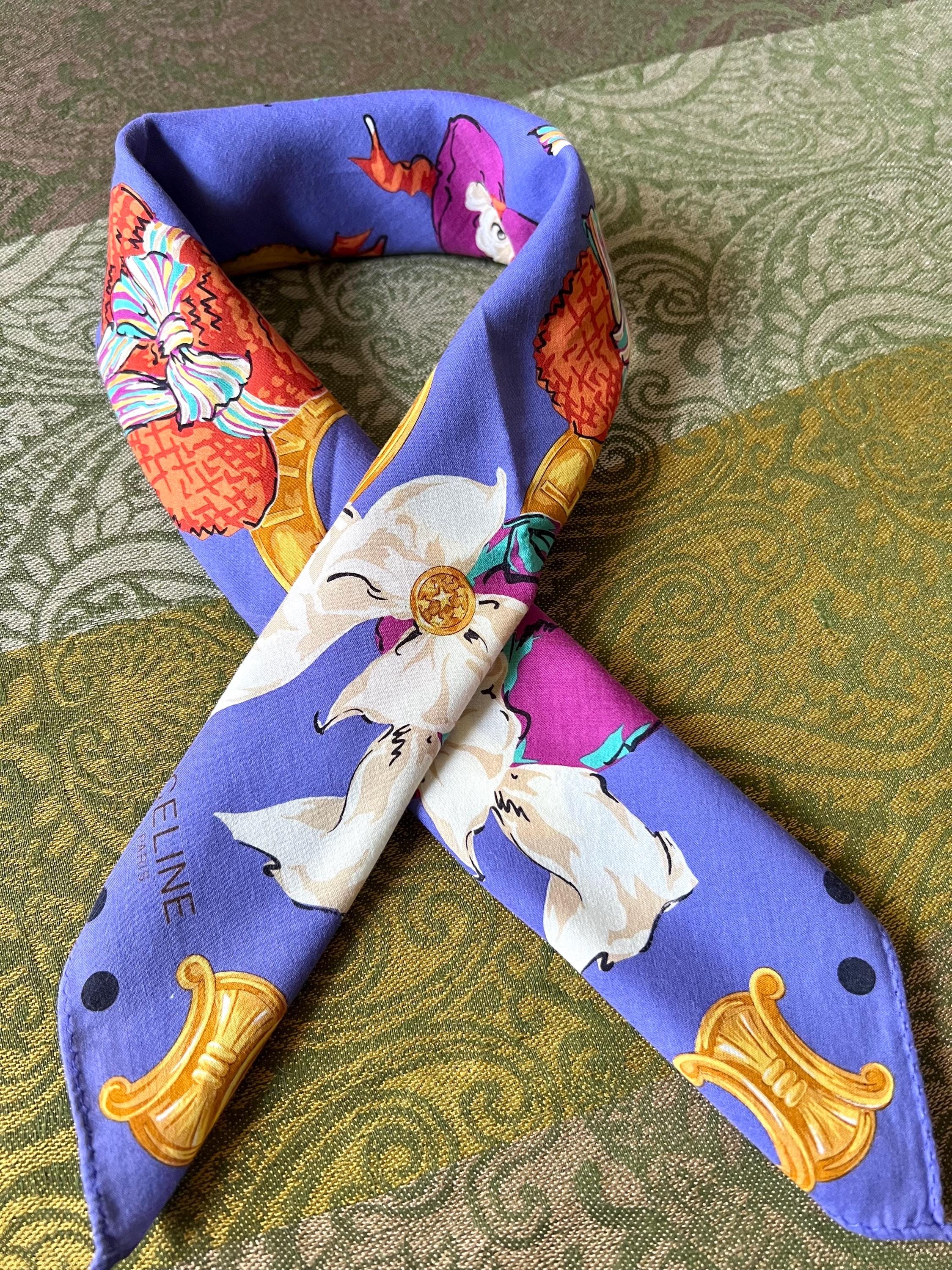 Vintage Celine Cotton Scarf 51x52cm | 100% Cotton | Handkerchief