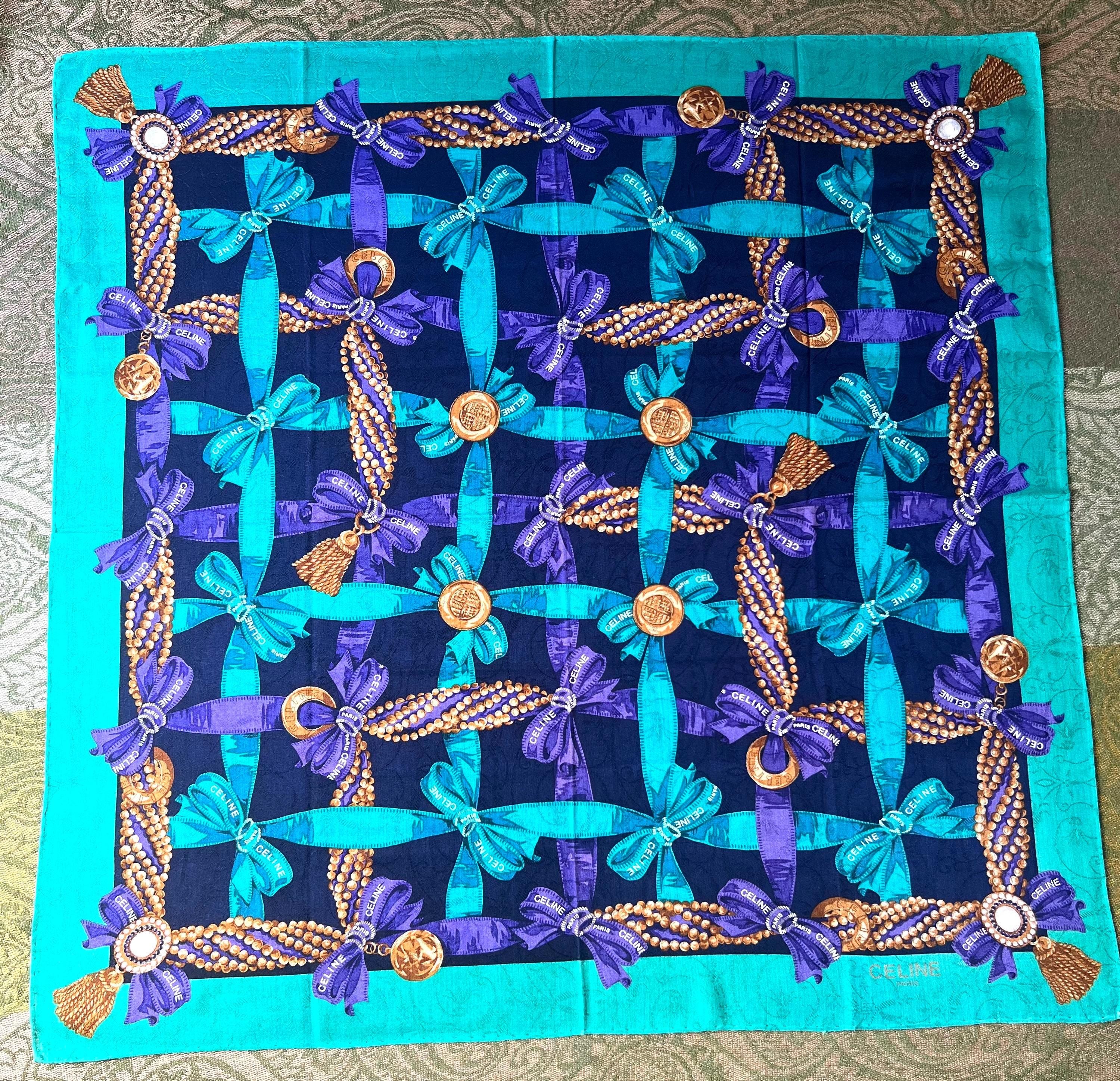 Vintage Celine Cotton Scarf 53x52cm | 100% Cotton | Handkerchief
