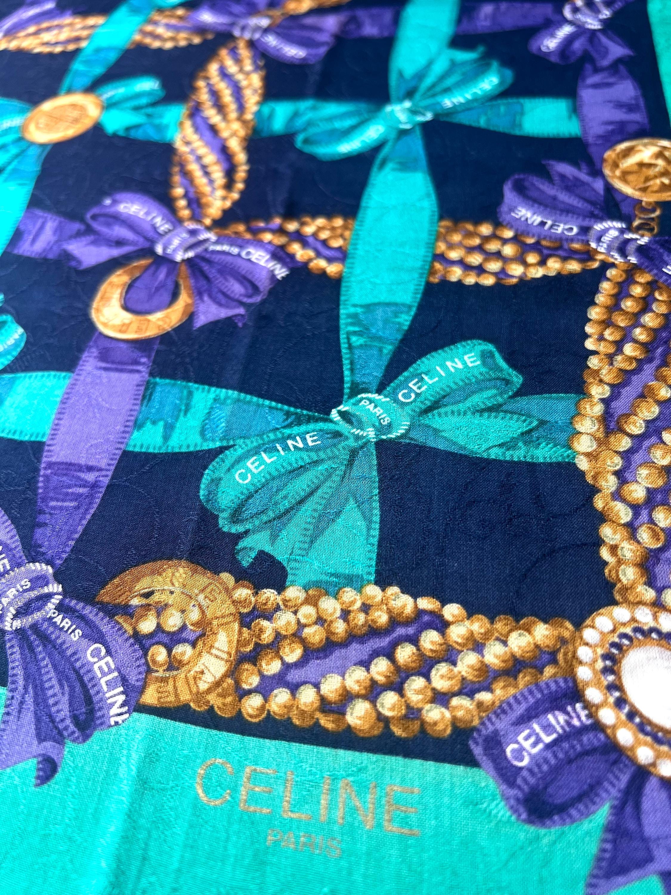 Vintage Celine Cotton Scarf 53x52cm | 100% Cotton | Handkerchief