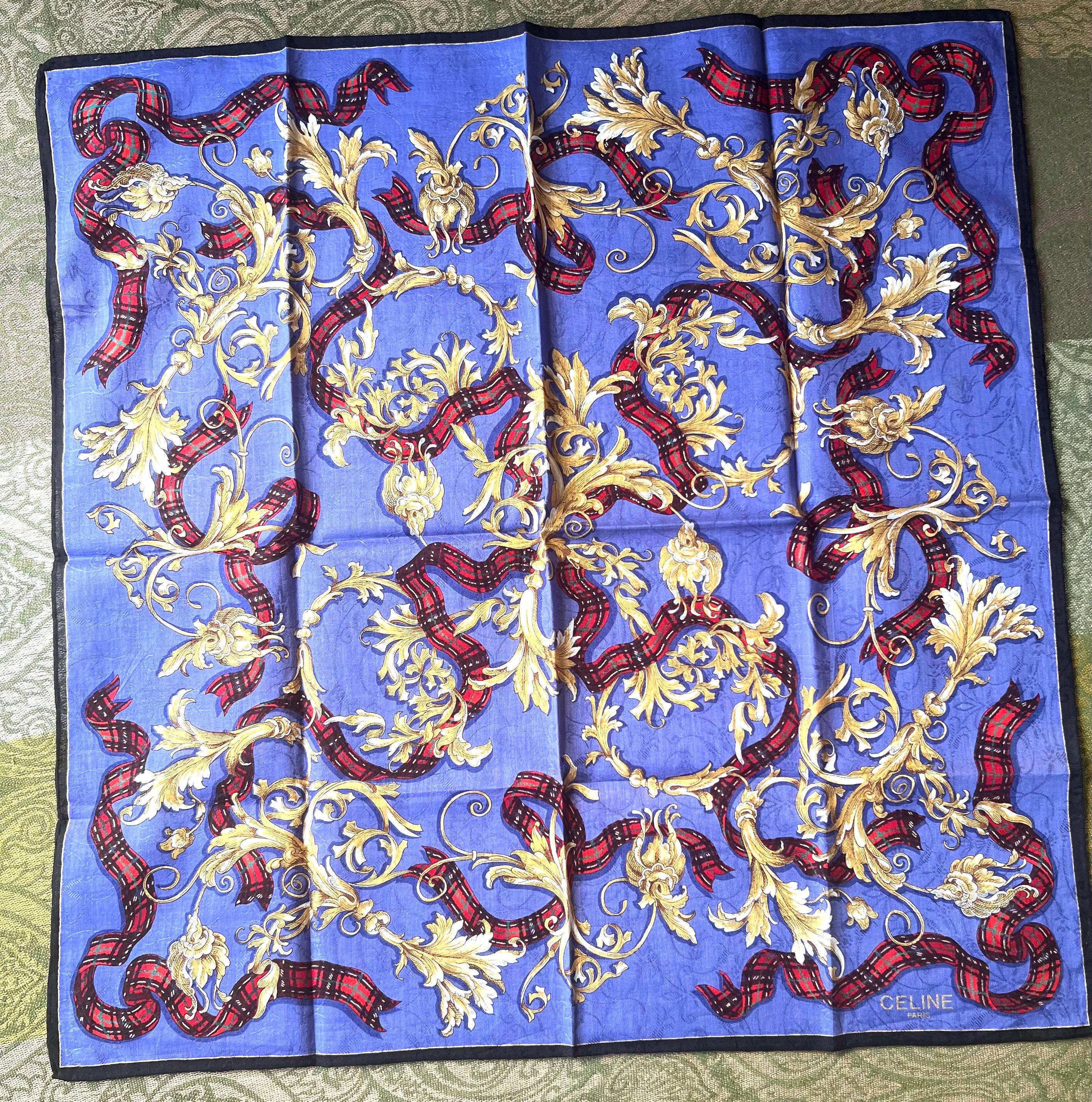 Vintage Celine Cotton Scarf 51x52cm | 100% Cotton | Handkerchief