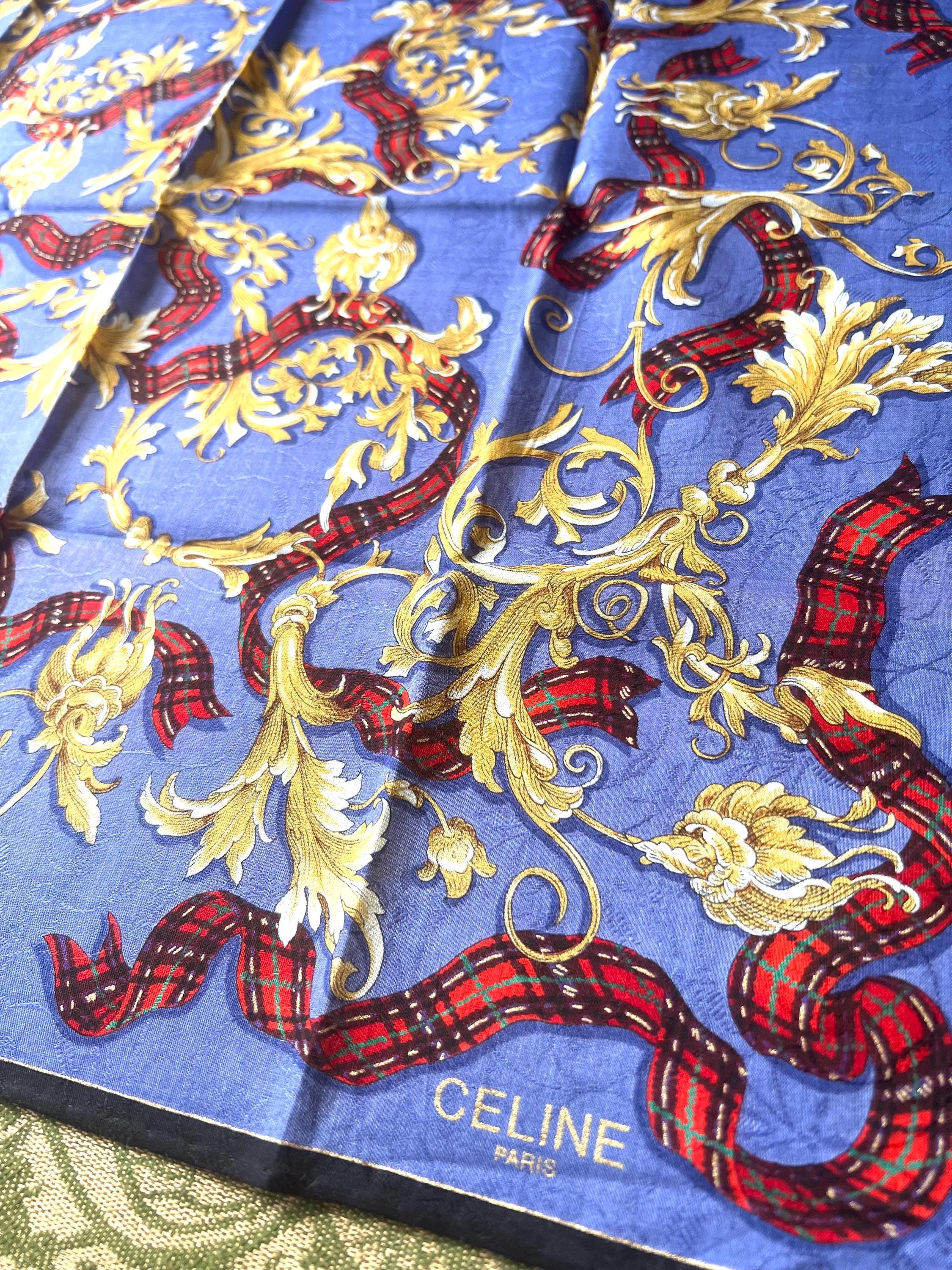 Vintage Celine Cotton Scarf 51x52cm | 100% Cotton | Handkerchief