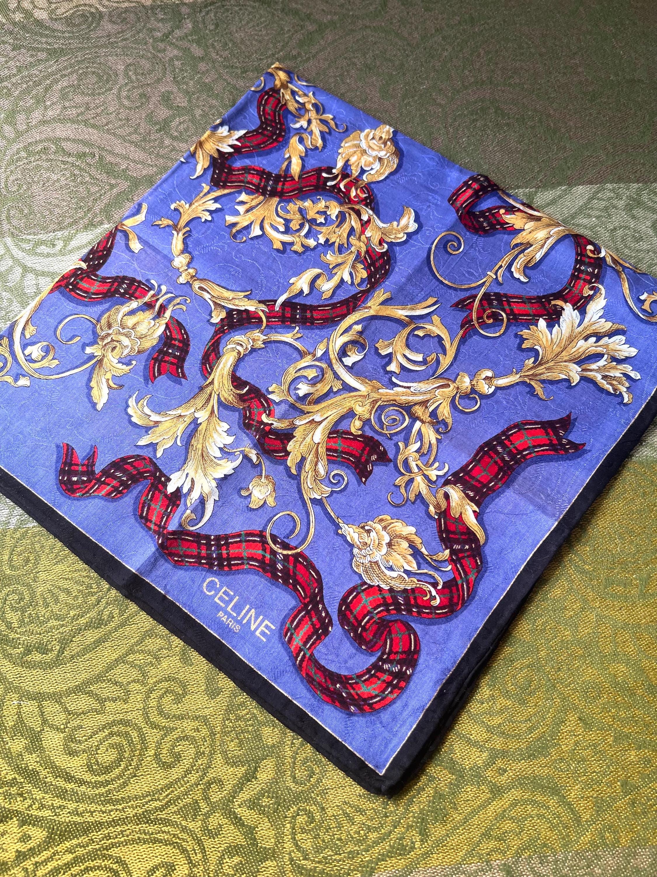 Vintage Celine Cotton Scarf 51x52cm | 100% Cotton | Handkerchief