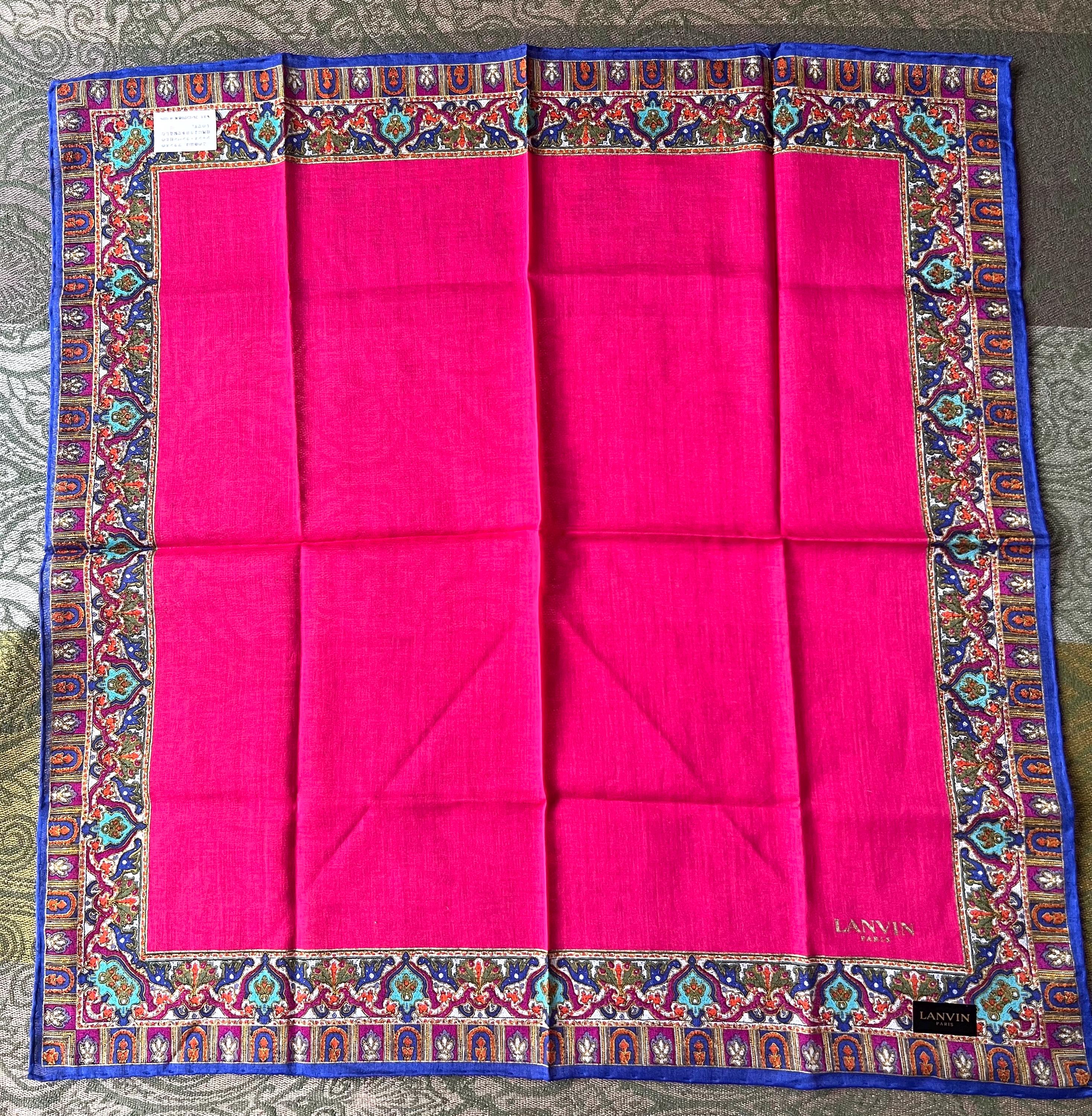 Vintage Lanvin Paris Scarf: Cotton Square Scarf