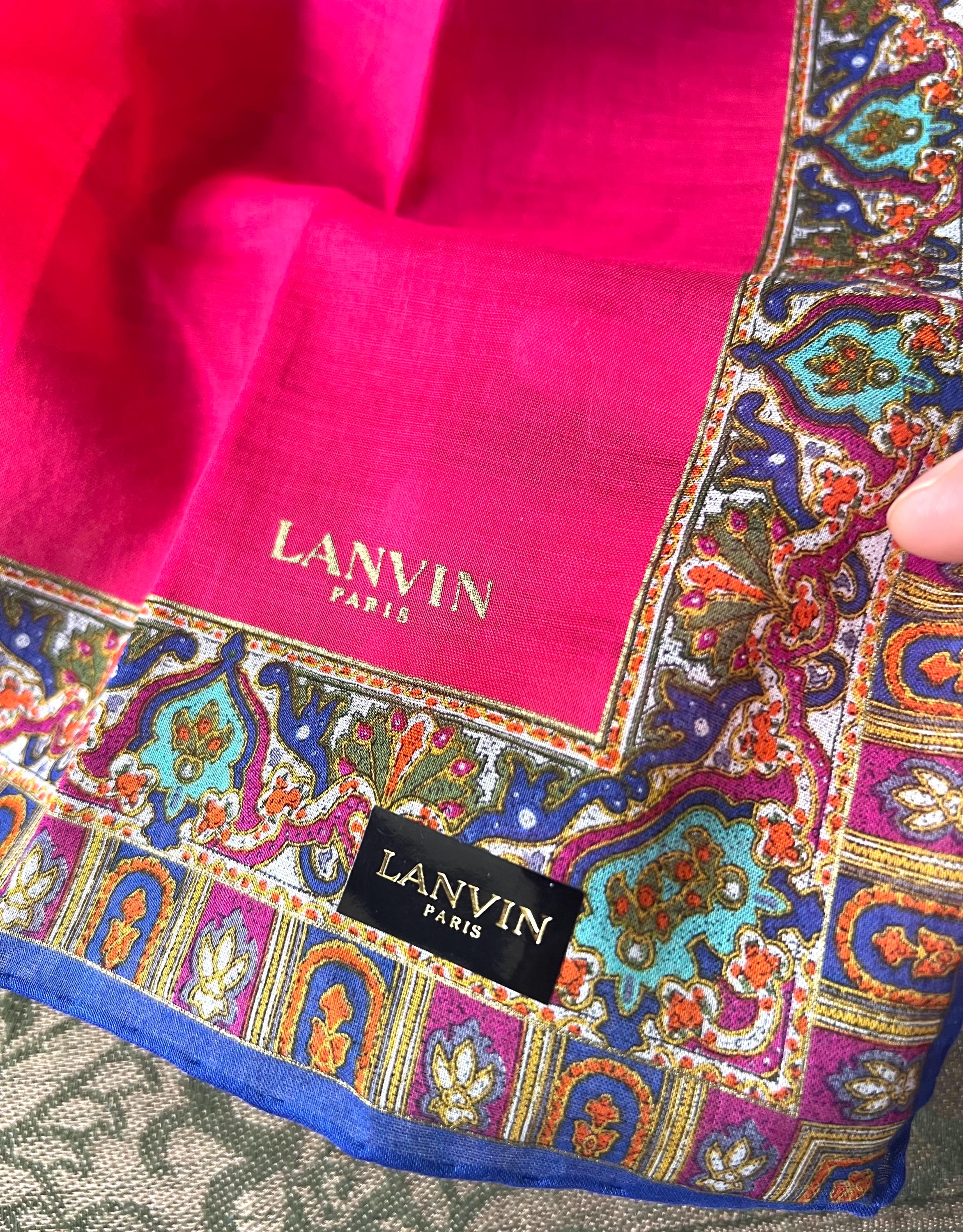 Vintage Lanvin Paris Scarf: Cotton Square Scarf