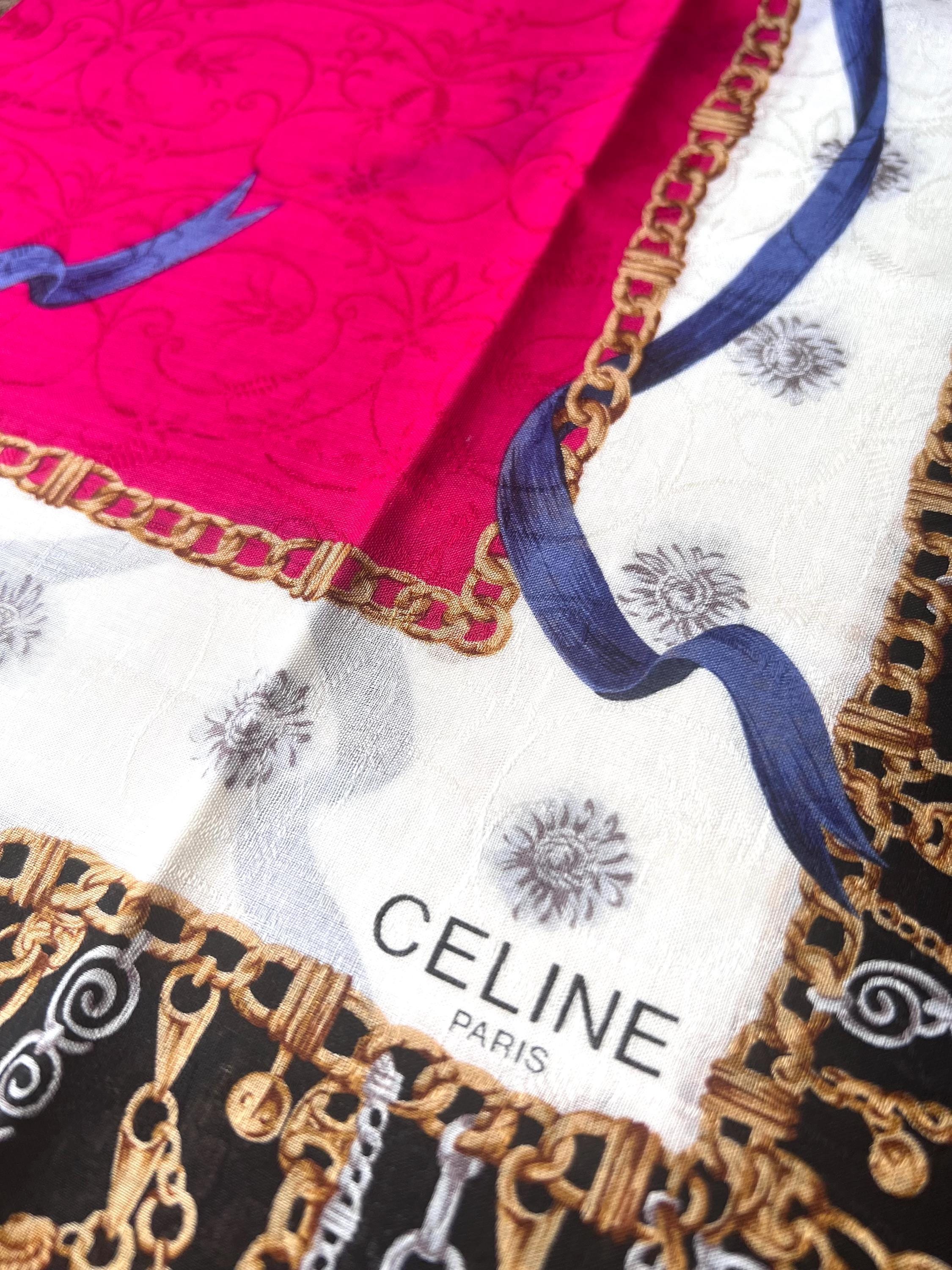 Vintage Celine Cotton Scarf 53x52cm | 100% Cotton | Handkerchief
